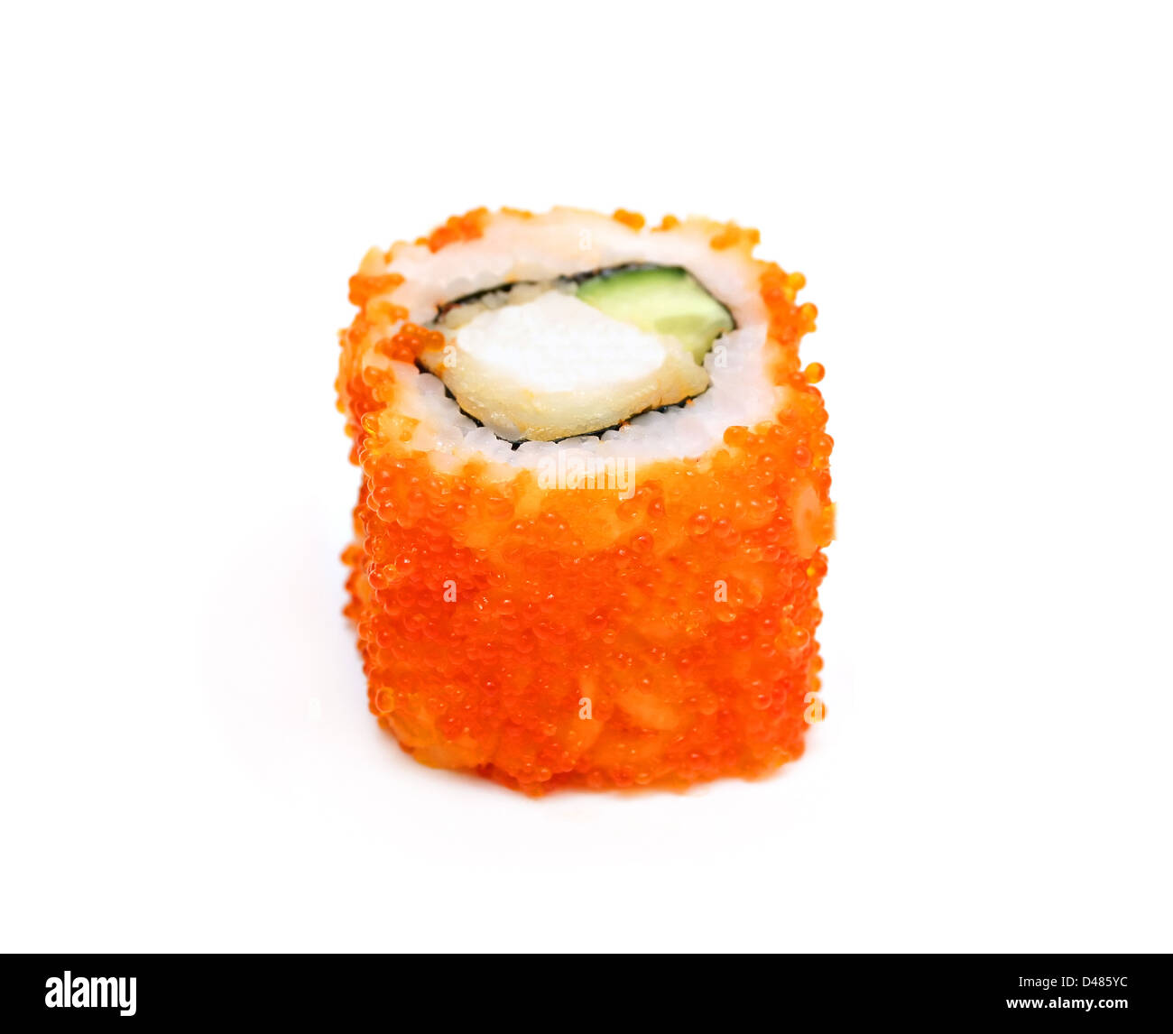 Single traditional japan sushi roll isolated on white Stock Photo