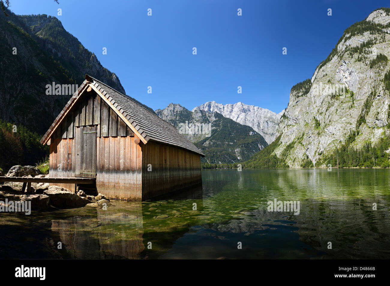 boat house at the Obersee bavaria Stock Photo