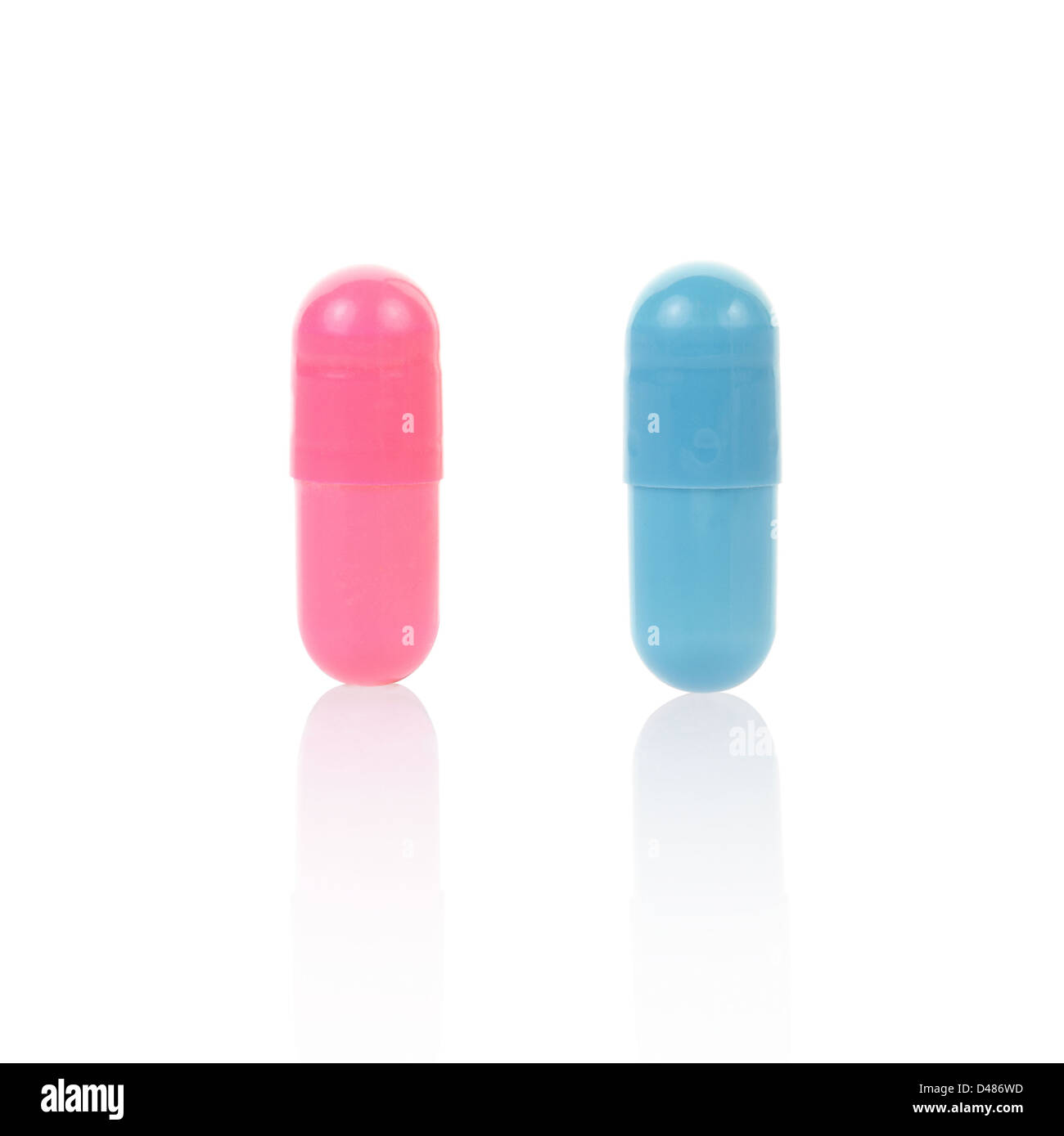 Blue and pink medical capsule Stock Photo