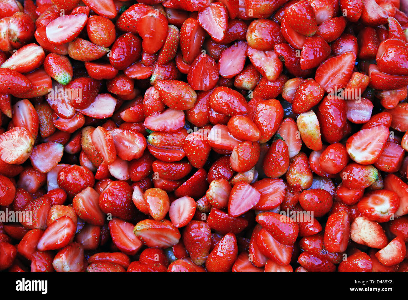 Strawberry heap as a background Stock Photo
