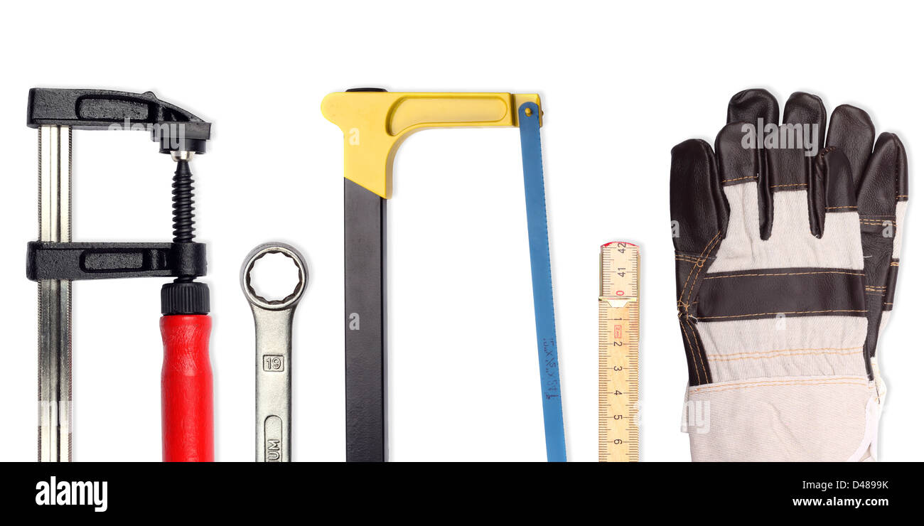 A Set of a lot of different tools and working materials Stock Photo