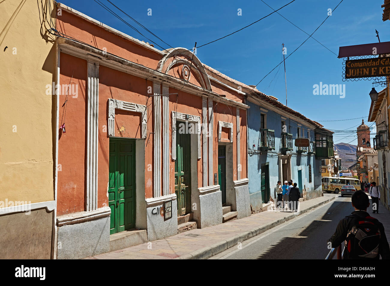 Colourful colonial architecture in the streets of Potosi Stock Photo