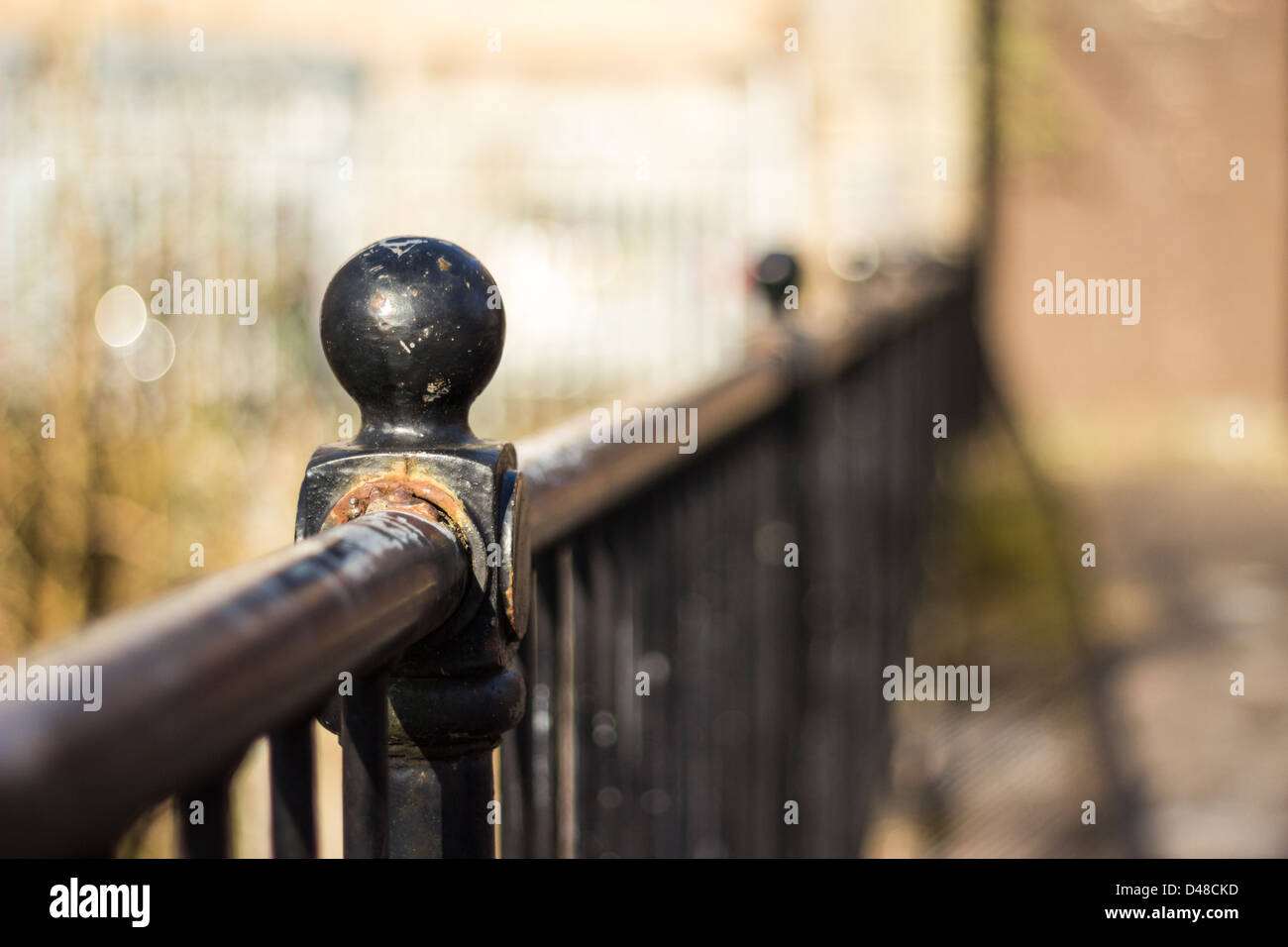 Black metal railing, rusted and old Stock Photo - Alamy