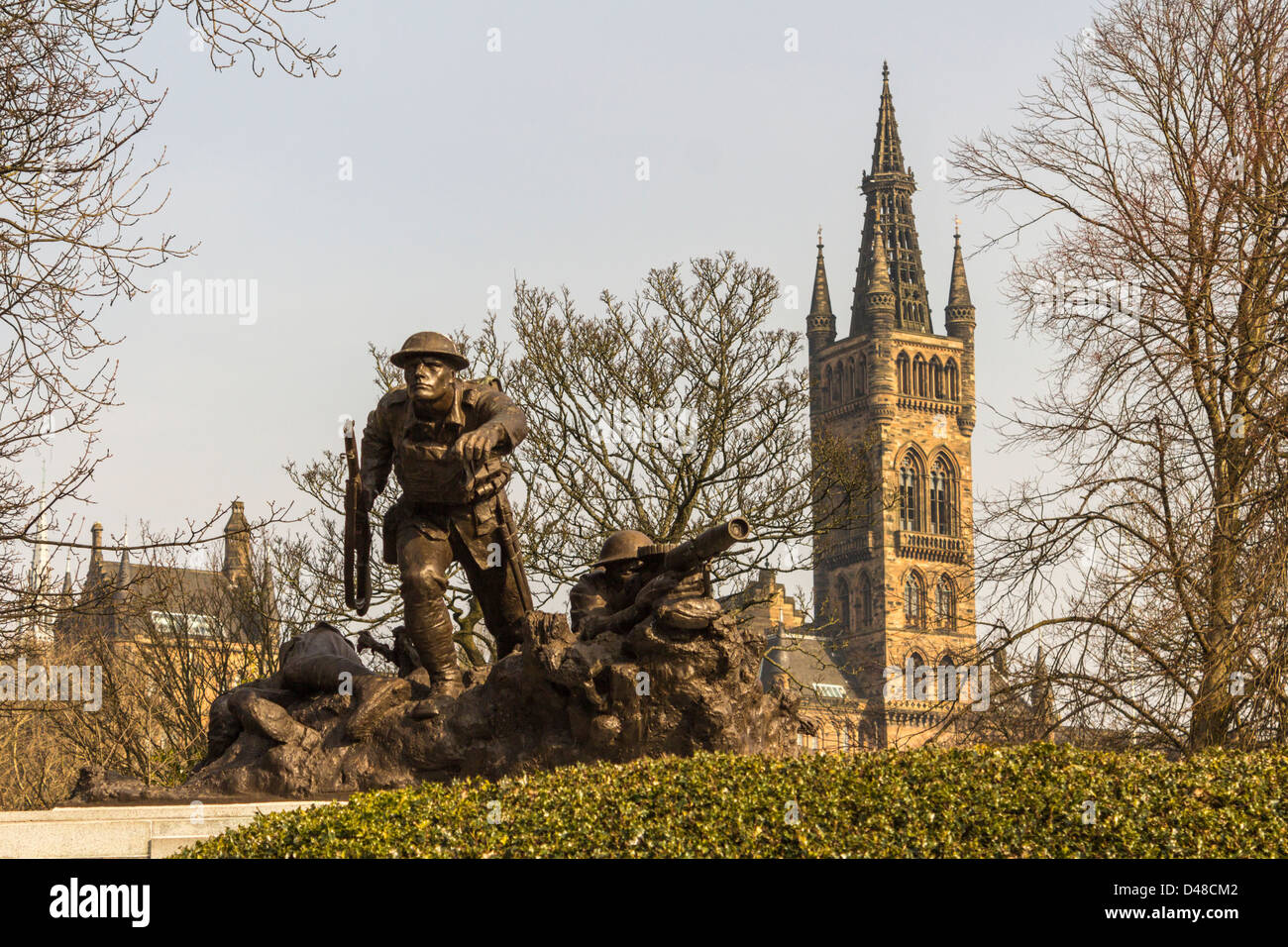 Statue of the Cameronians memorial, Glasgow. Stock Photo