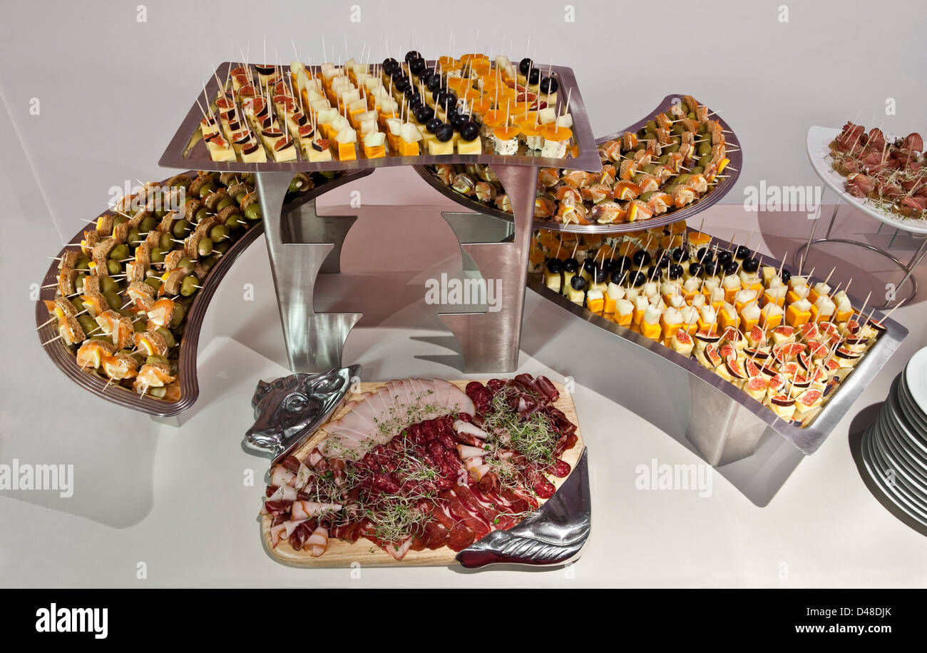 Catering platters of small bites Stock Photo Alamy