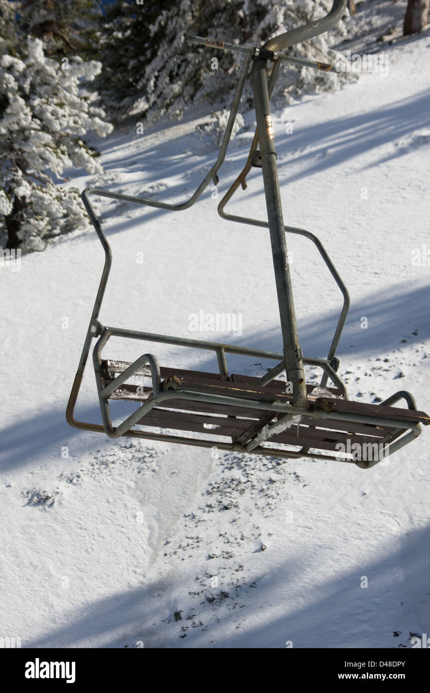 Empty chair lifts at Mr. Baldy Ski Resort Stock Photo