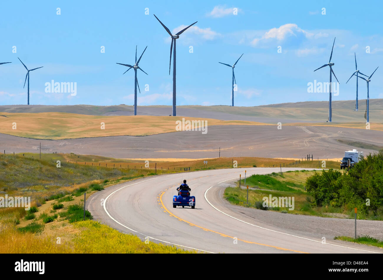 Wind Farms Windmills Alternative Energy US Route 2 Montana Stock Photo