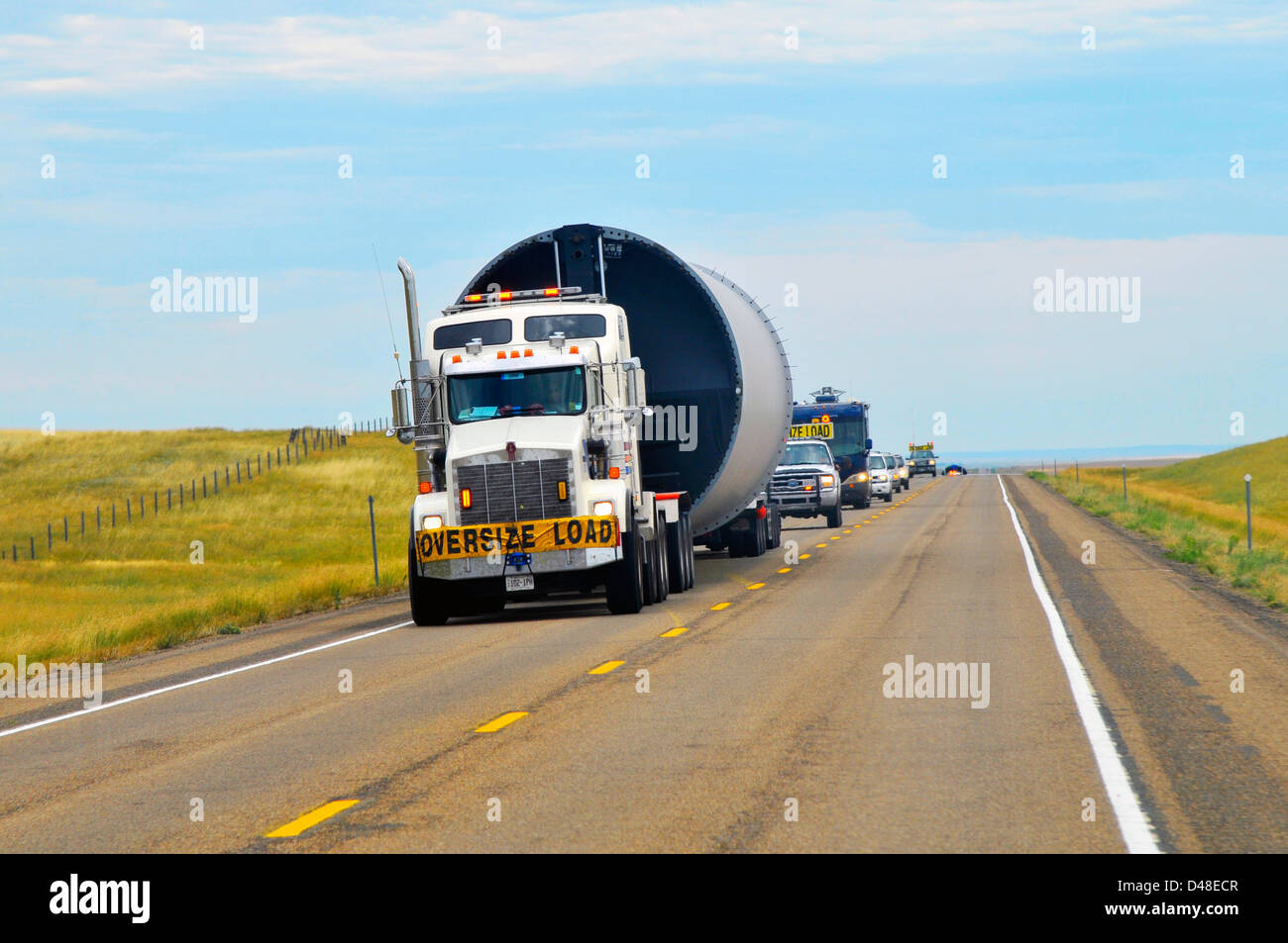 Truck with Oversize Load US Route 2 Montana Stock Photo Alamy