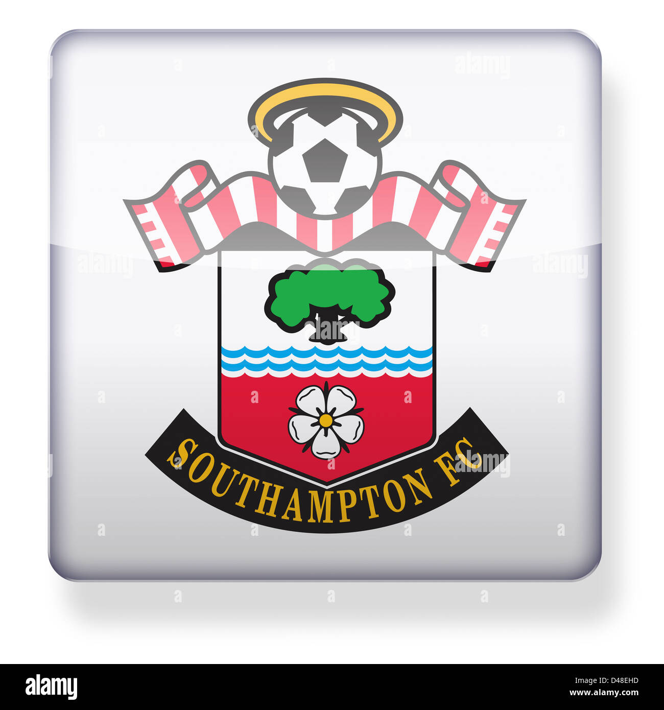 Southampton football club logo as an app icon. Clipping path included. Stock Photo