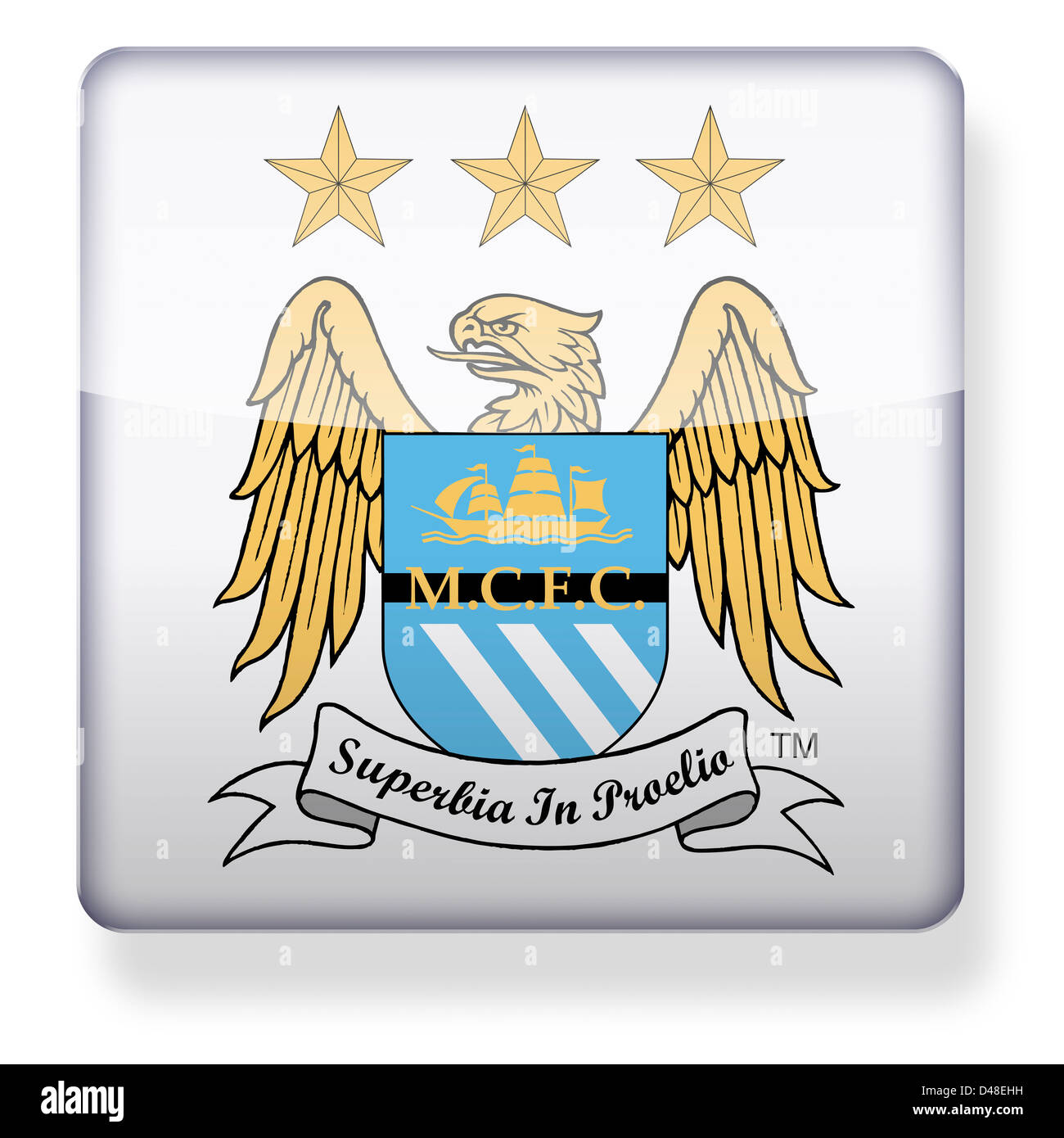 Manchester City football club logo as an app icon. Clipping path included. Stock Photo