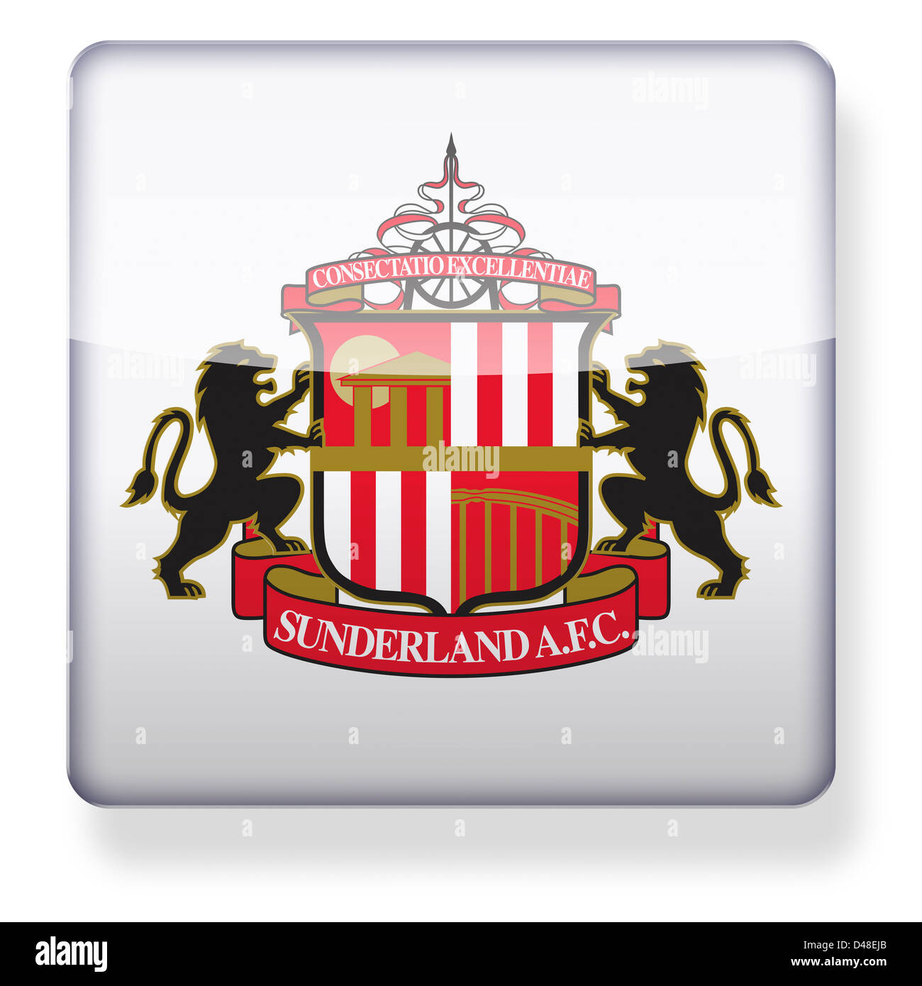 Sunderland football club logo as an app icon. Clipping path included. Stock Photo