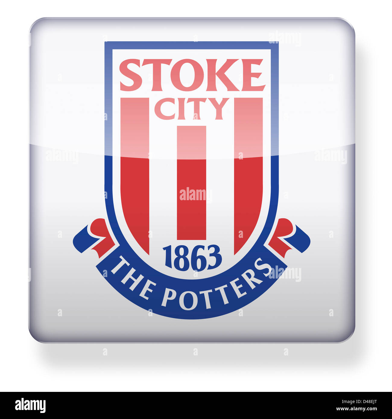 Stoke City football club logo as an app icon. Clipping path included. Stock Photo