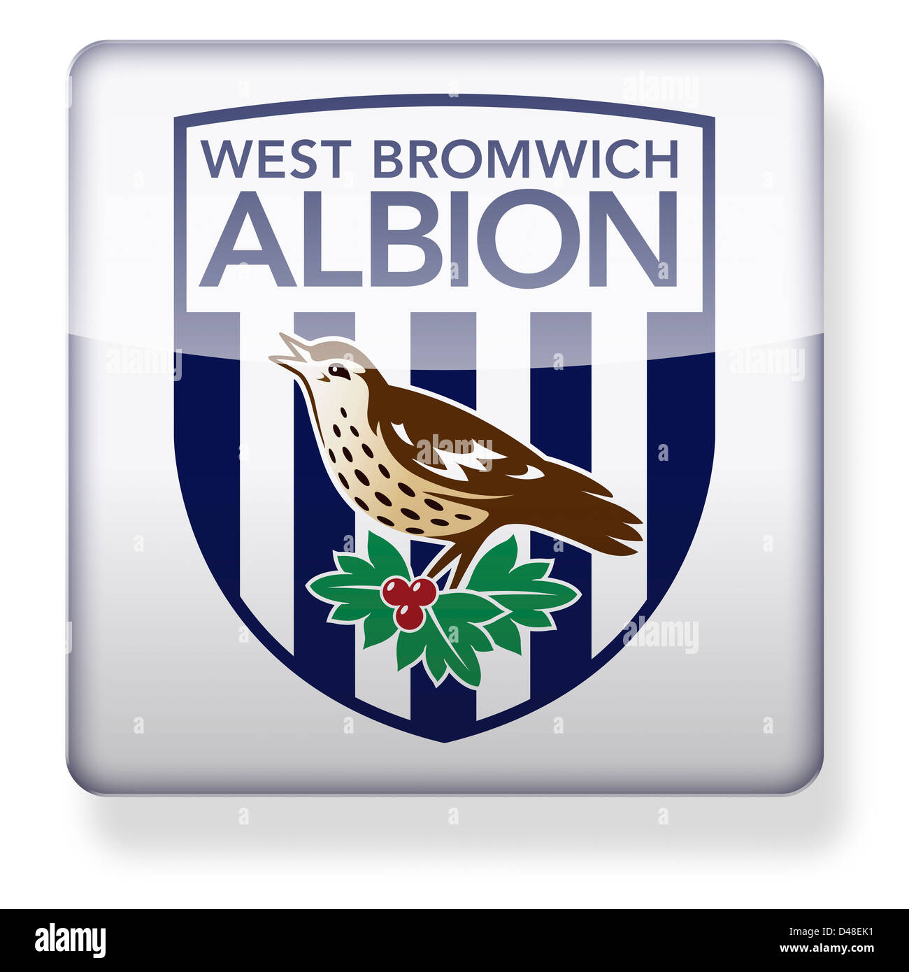 West Bromwich Albion football club logo as an app icon. Clipping path included. Stock Photo