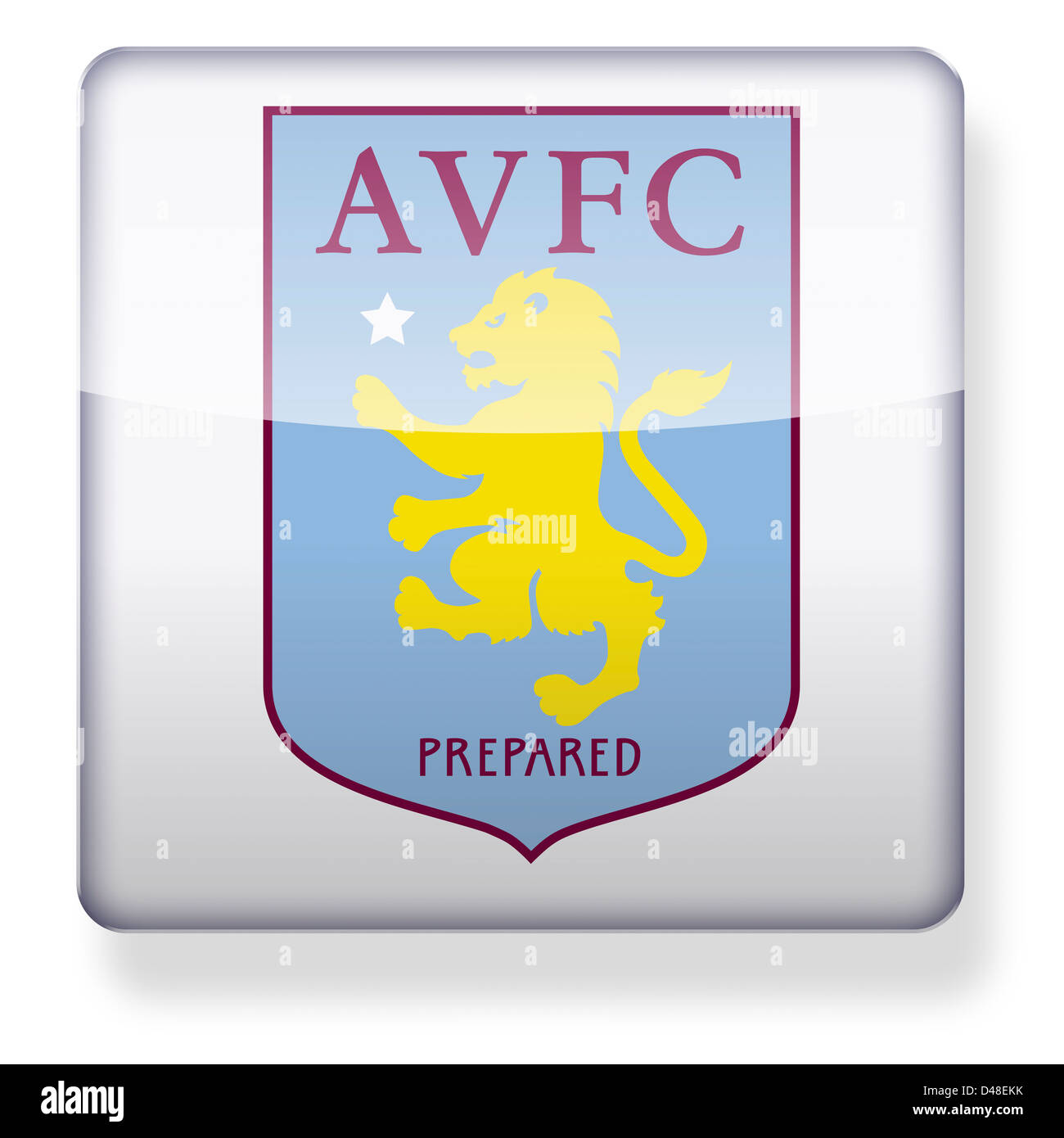 Aston VIlla football club logo as an app icon. Clipping path included. Stock Photo