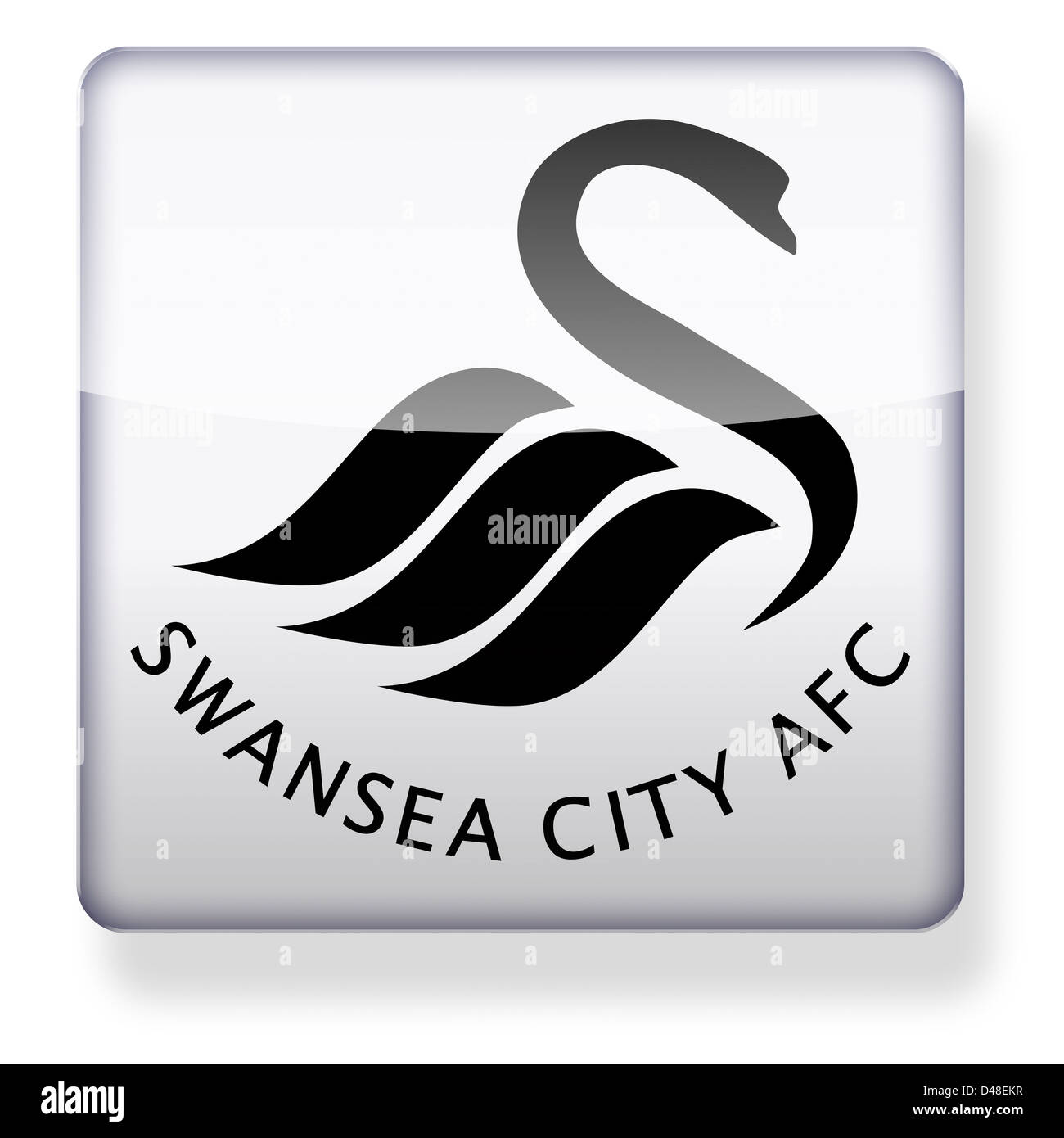 Swansea City football club logo as an app icon. Clipping path included. Stock Photo