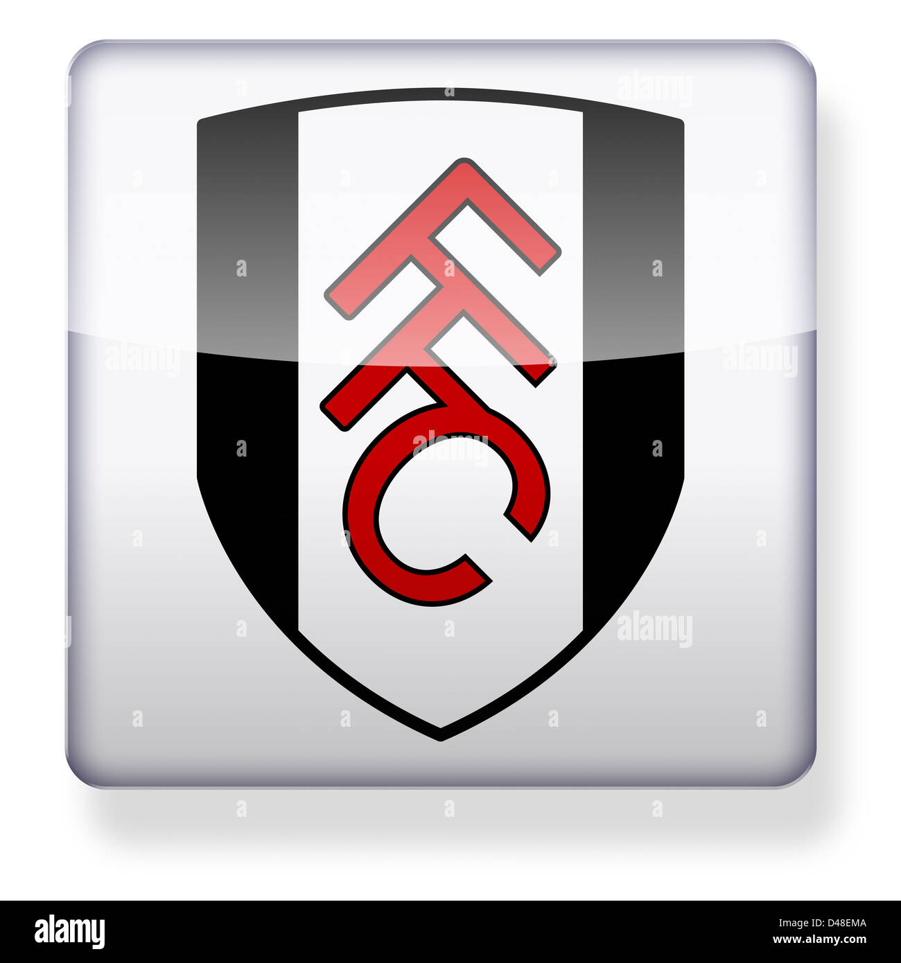 Fulham football club logo as an app icon. Clipping path included. Stock Photo