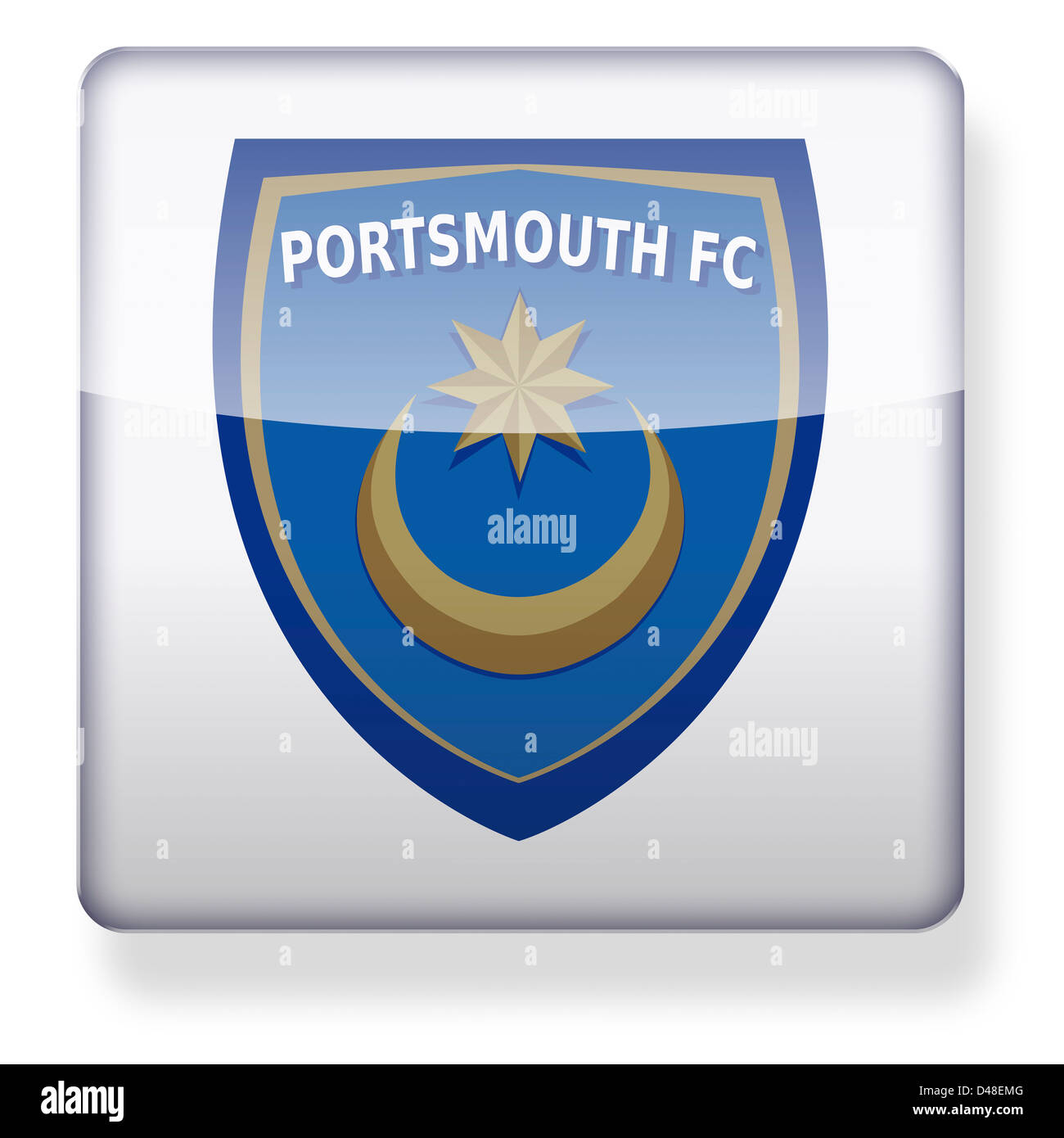 Portsmouth football club logo as an app icon. Clipping path included. Stock Photo