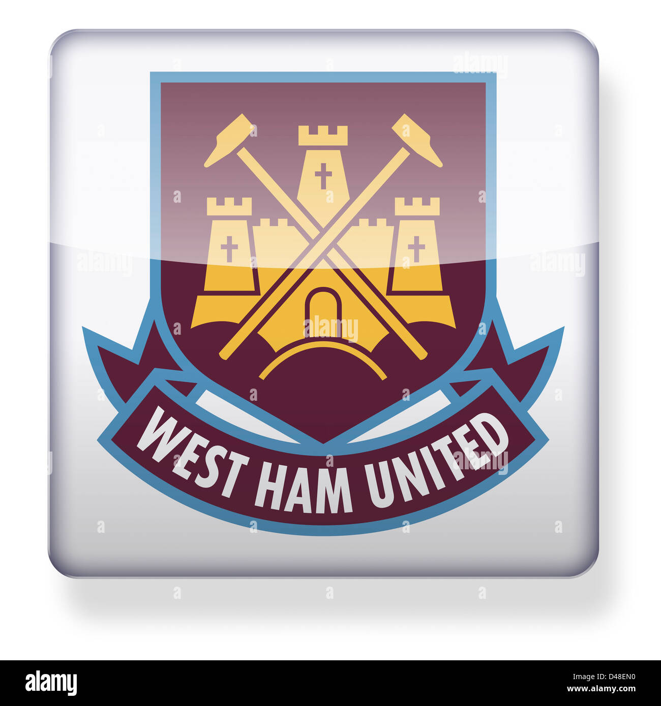 West ham United football club logo as an app icon. Clipping path included. Stock Photo
