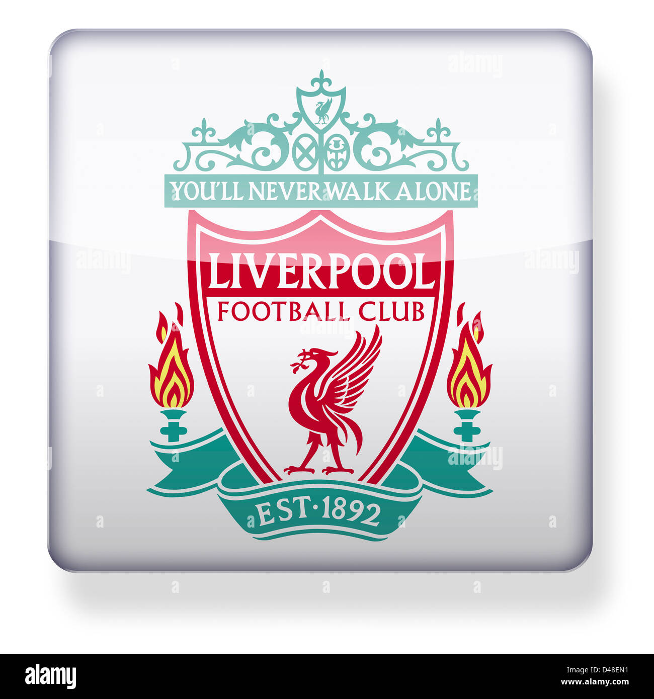 Liverpool football club logo as an app icon. Clipping path included. Stock Photo