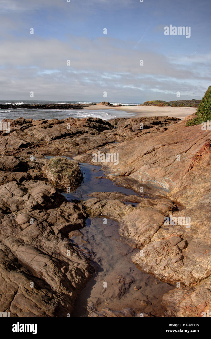 HDR rocky coastline in San Mateo, California Stock Photo