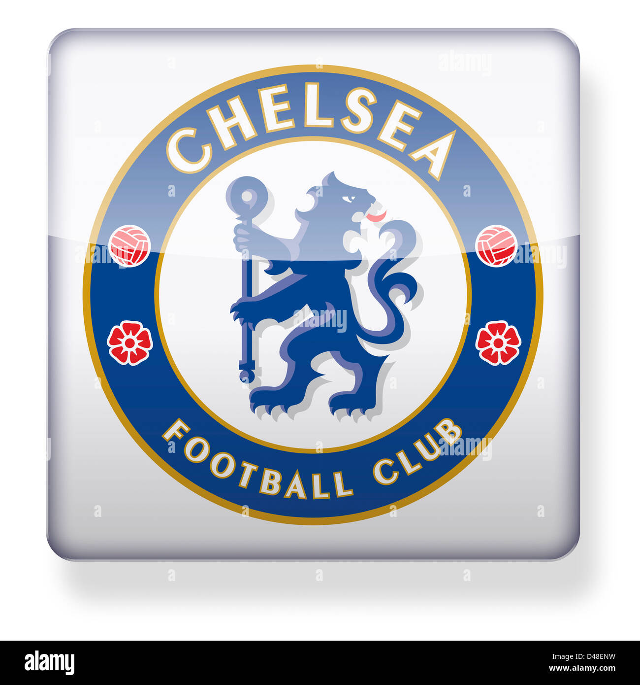 Chelsea football club logo as an app icon. Clipping path included. Stock Photo