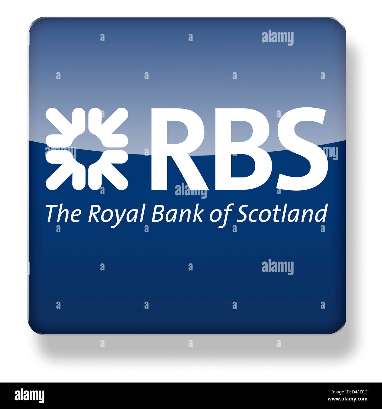 Royal Bank of Scotland logo as an app icon. Clipping path included. Stock Photo