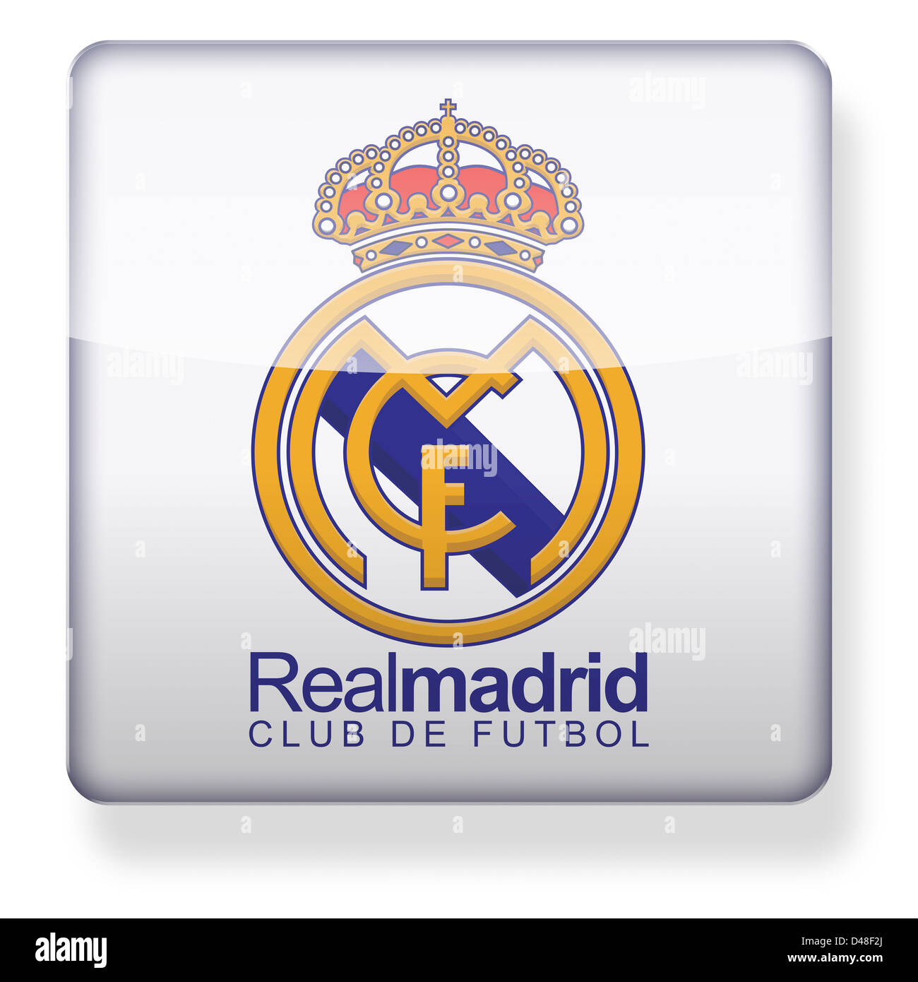 Real Madrid football club logo as an app icon. Clipping path included. Stock Photo