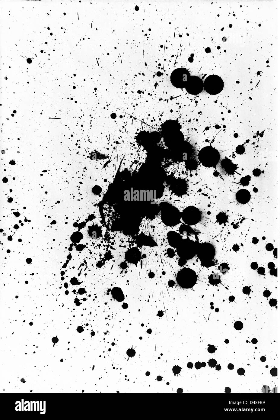 Black paint splatter and blob design Stock Photo