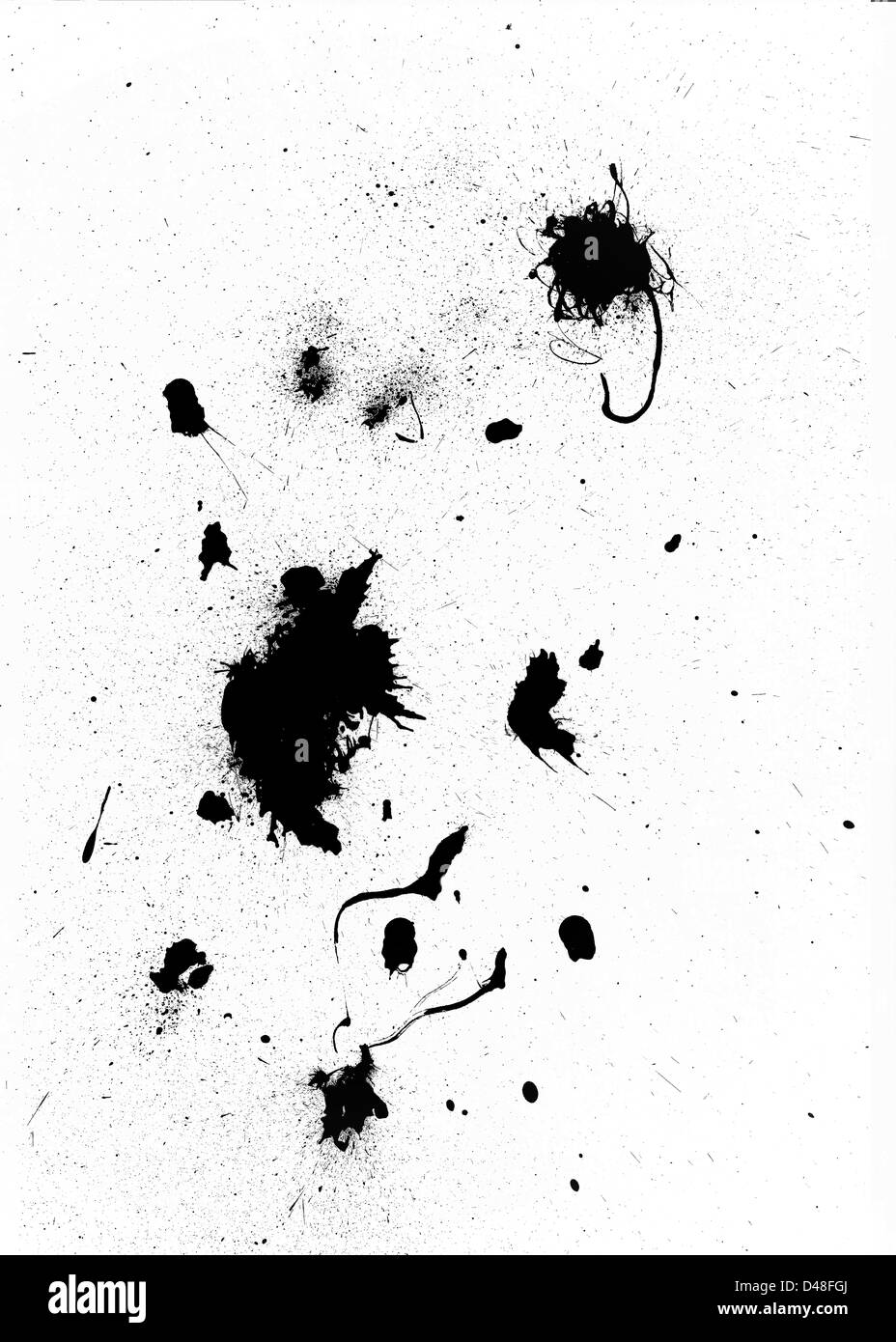 Black ink splashes and splatters Stock Photo