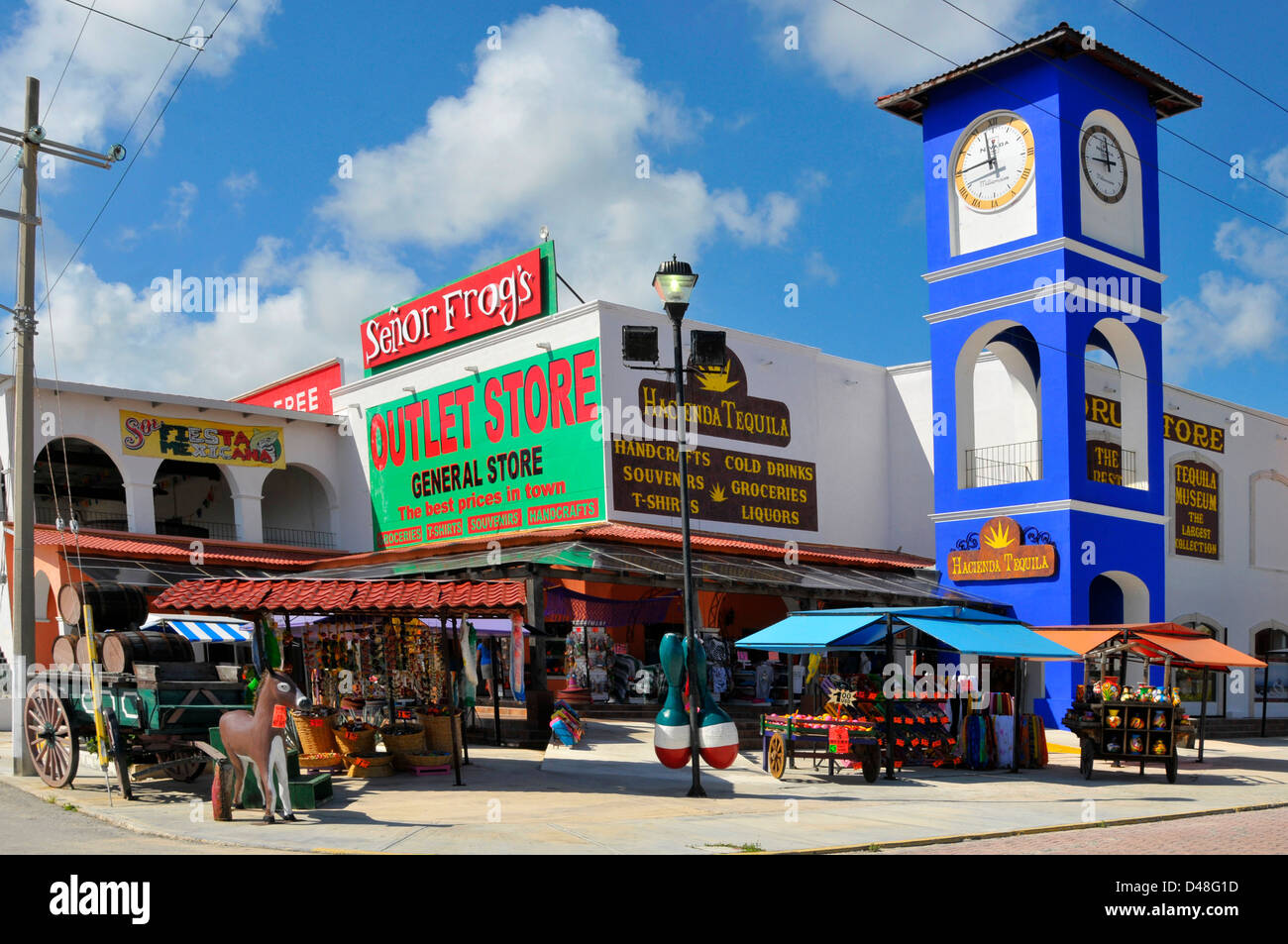 Costa Maya Mexico Beach Caribbean Cruise Ship Port Shopping Area Stock