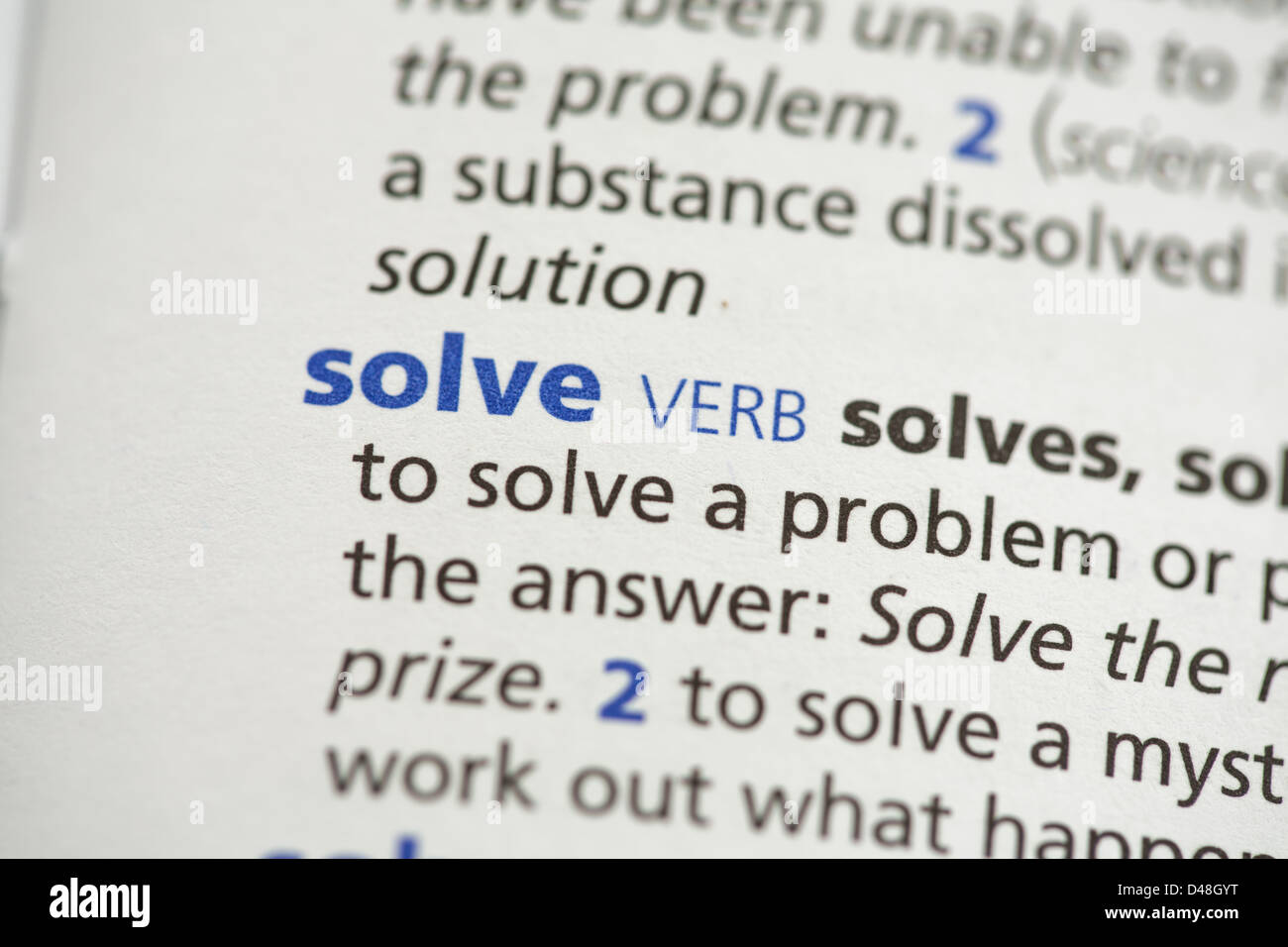 Solve definition Stock Photo