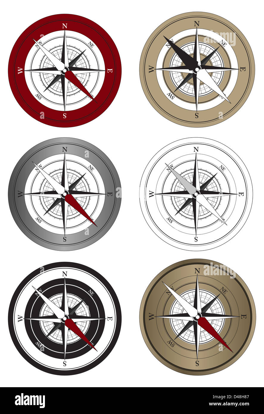 Compass icons on white background Stock Photo - Alamy