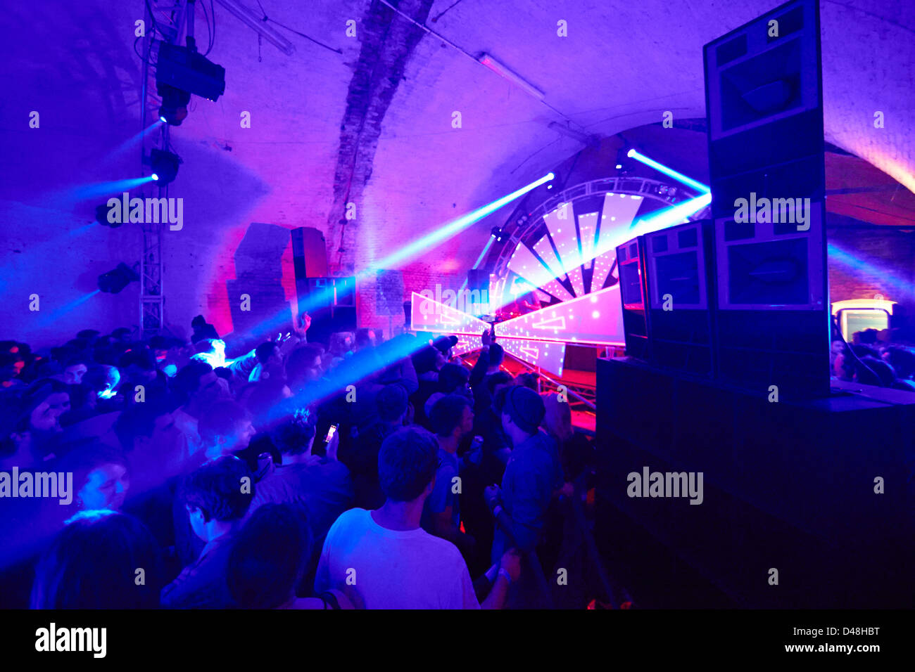 Nightclub rave warehouse party club acid house Stock Photo - Alamy
