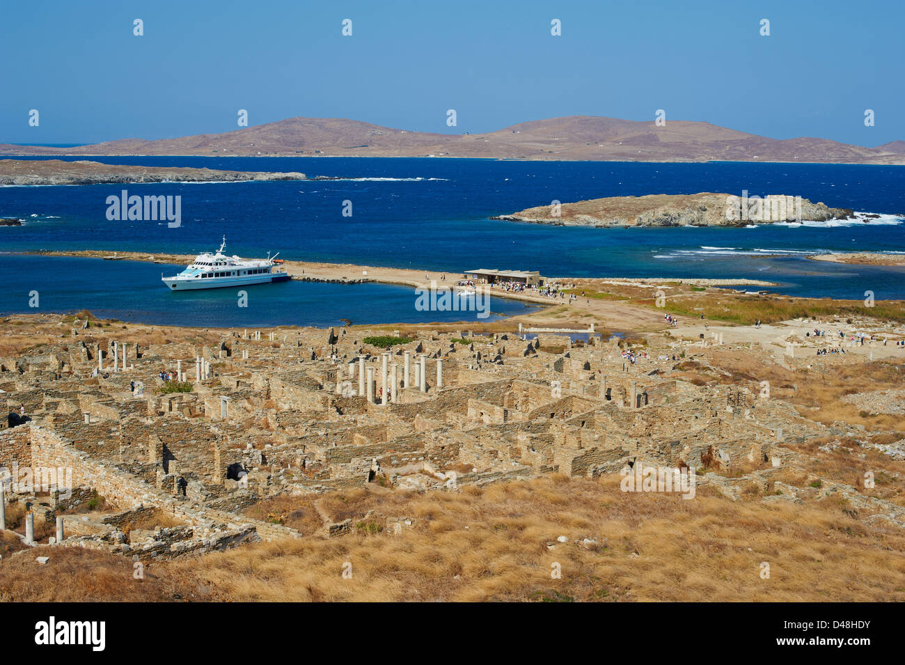 Greece, Cyclades islands, Delos, Unesco world heritage, Delos, the most ancient archaeological site of the Aegean Stock Photo