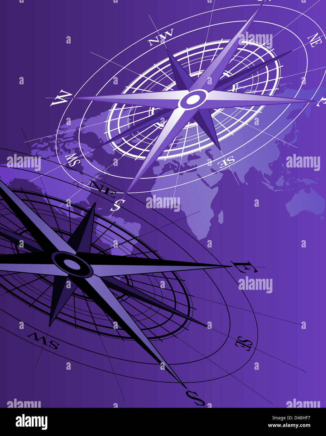 Abstract background with a compass and world map Stock Photo - Alamy