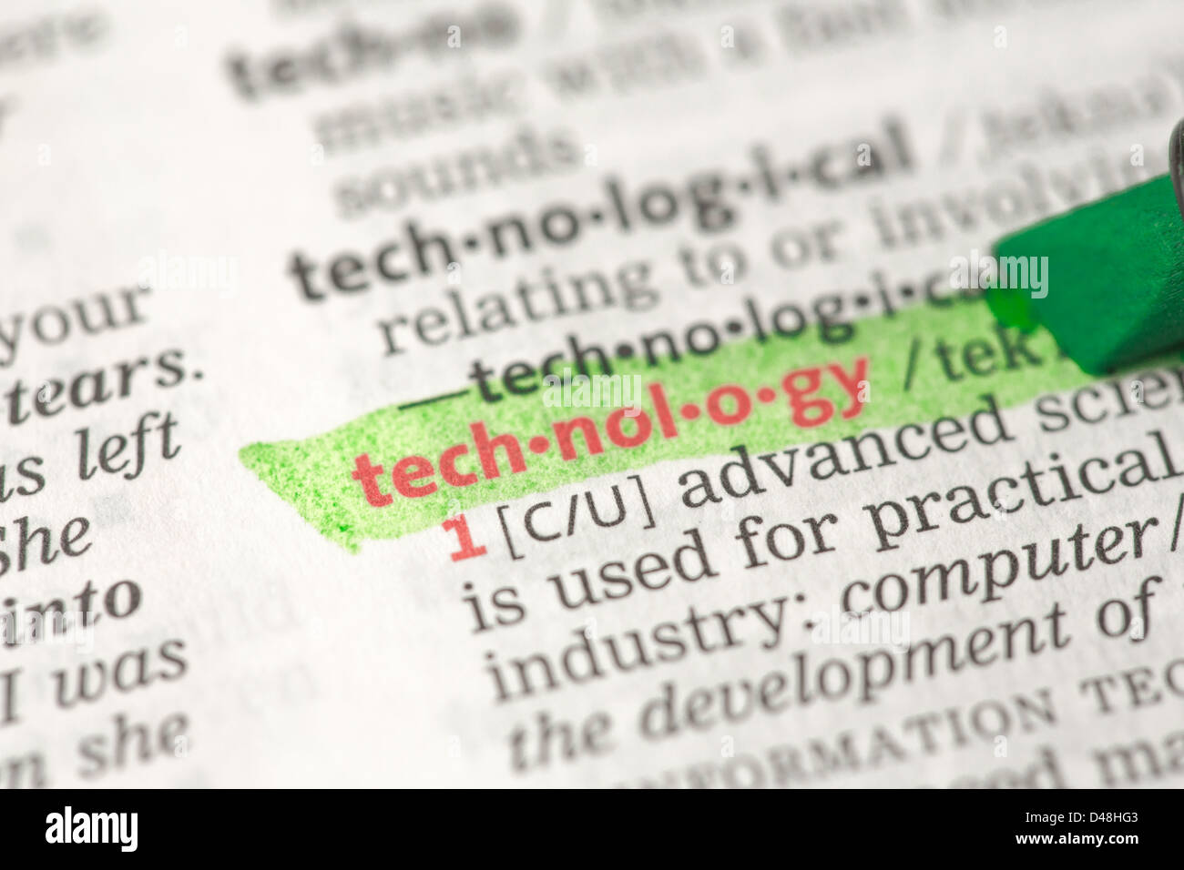 Technology definition highlighted in green Stock Photo - Alamy