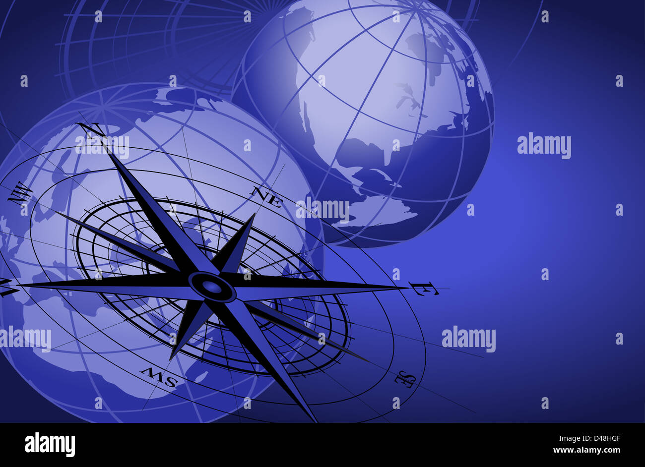 Abstract background with a compass and world globe Stock Photo - Alamy