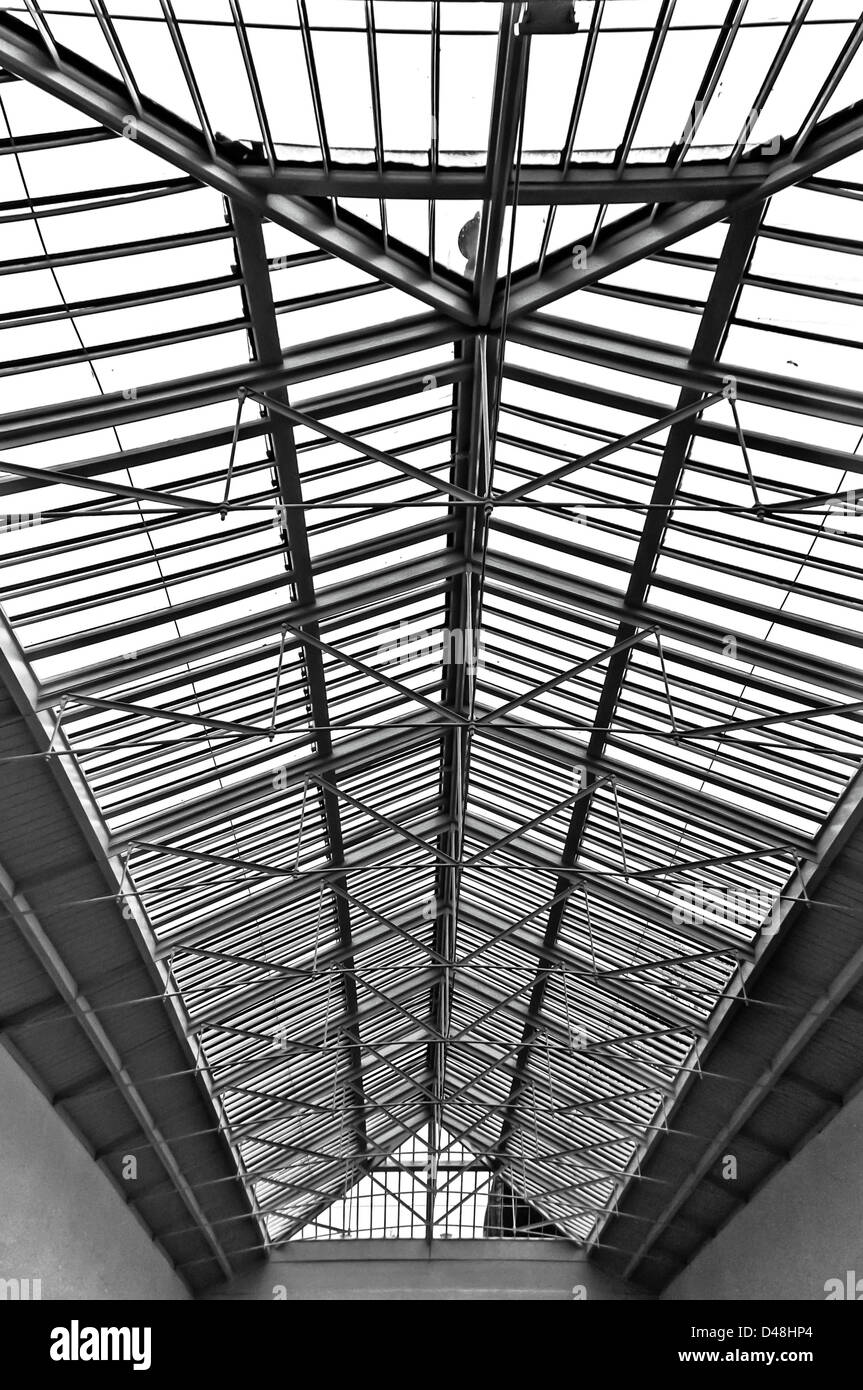 A conservatory roof in black and white Stock Photo - Alamy