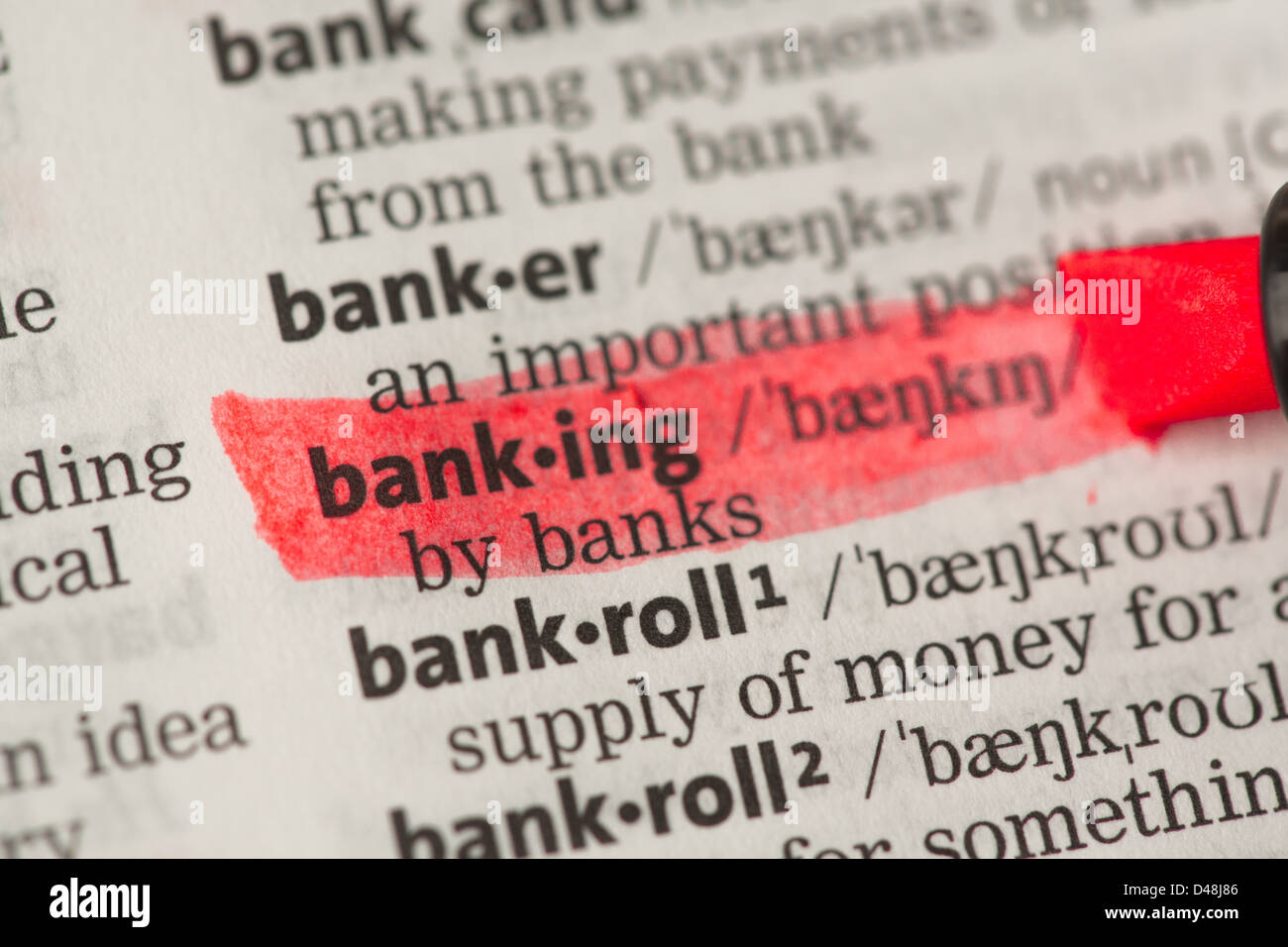 Banking definition highlighted in red Stock Photo Alamy