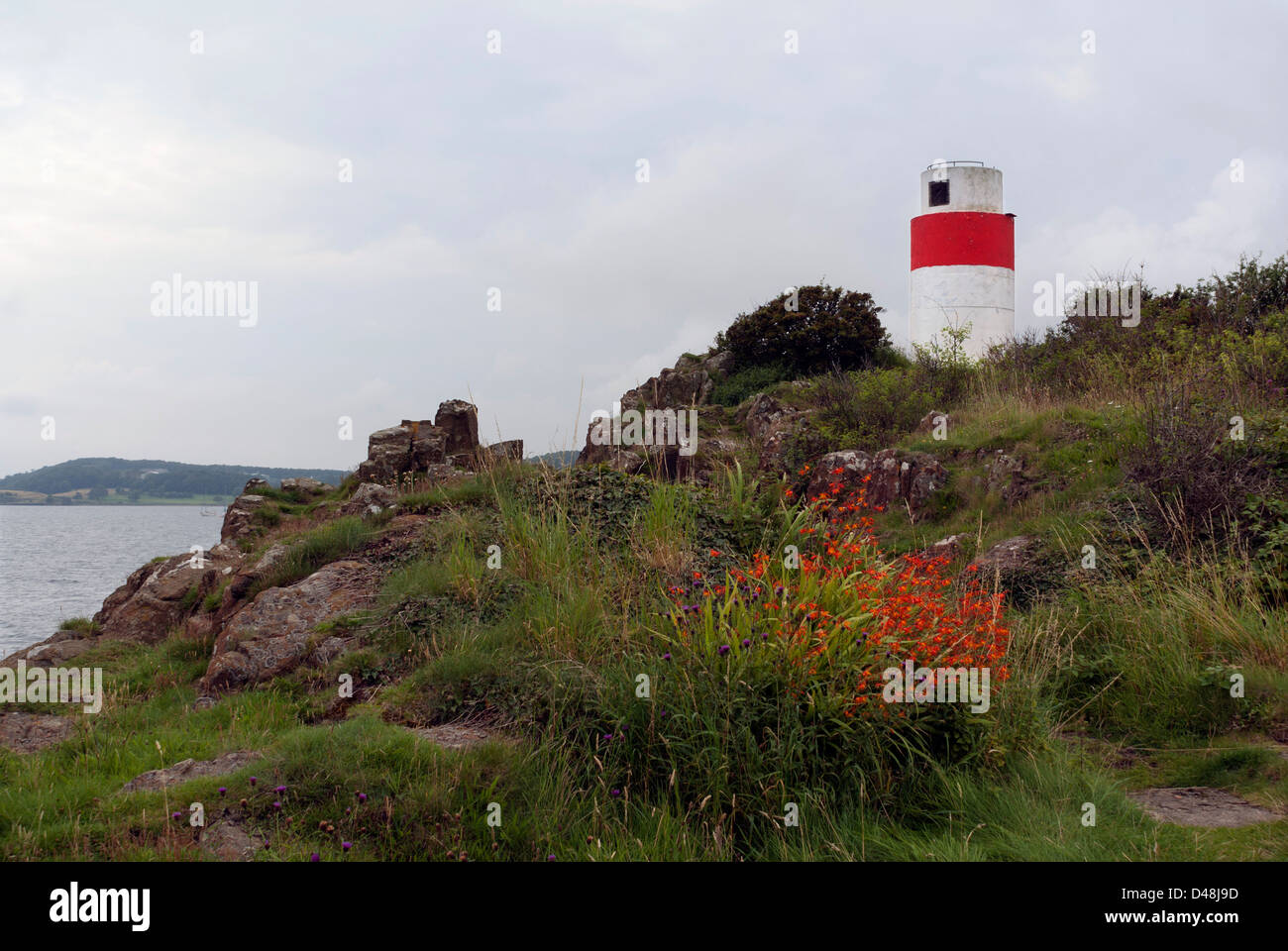 Hawkcraig Point Range Front Lighthouse, Aberdour, Fife, Scotland Stock Photo