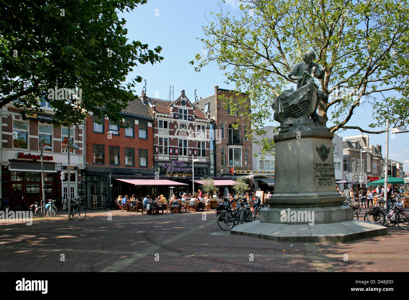 The Netherlands Holland Zaanstad Zaandam Dam Statue Tsar Peter the Great Romanov Shipbuilding Stock Photo