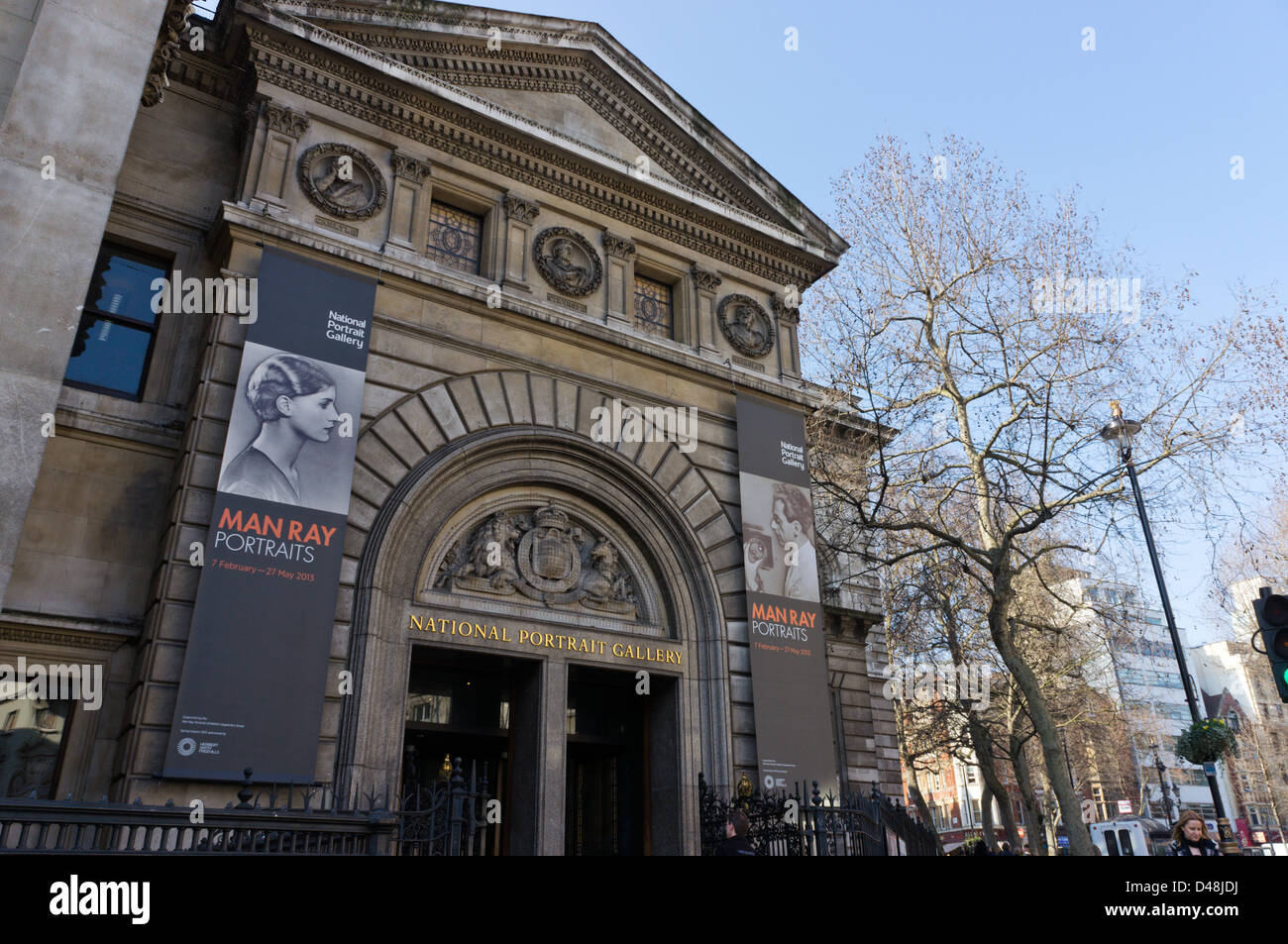 The entrance to the National Portrait Gallery, London Stock Photo