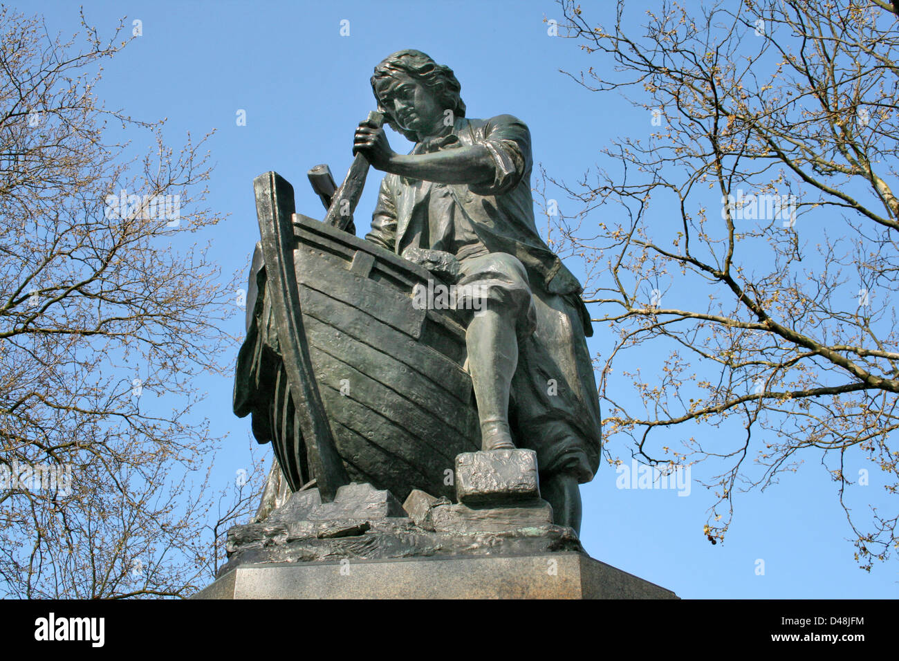 The Netherlands Holland Zaanstad Zaandam Dam Statue Tsar Peter the Great Romanov Shipbuilding Stock Photo