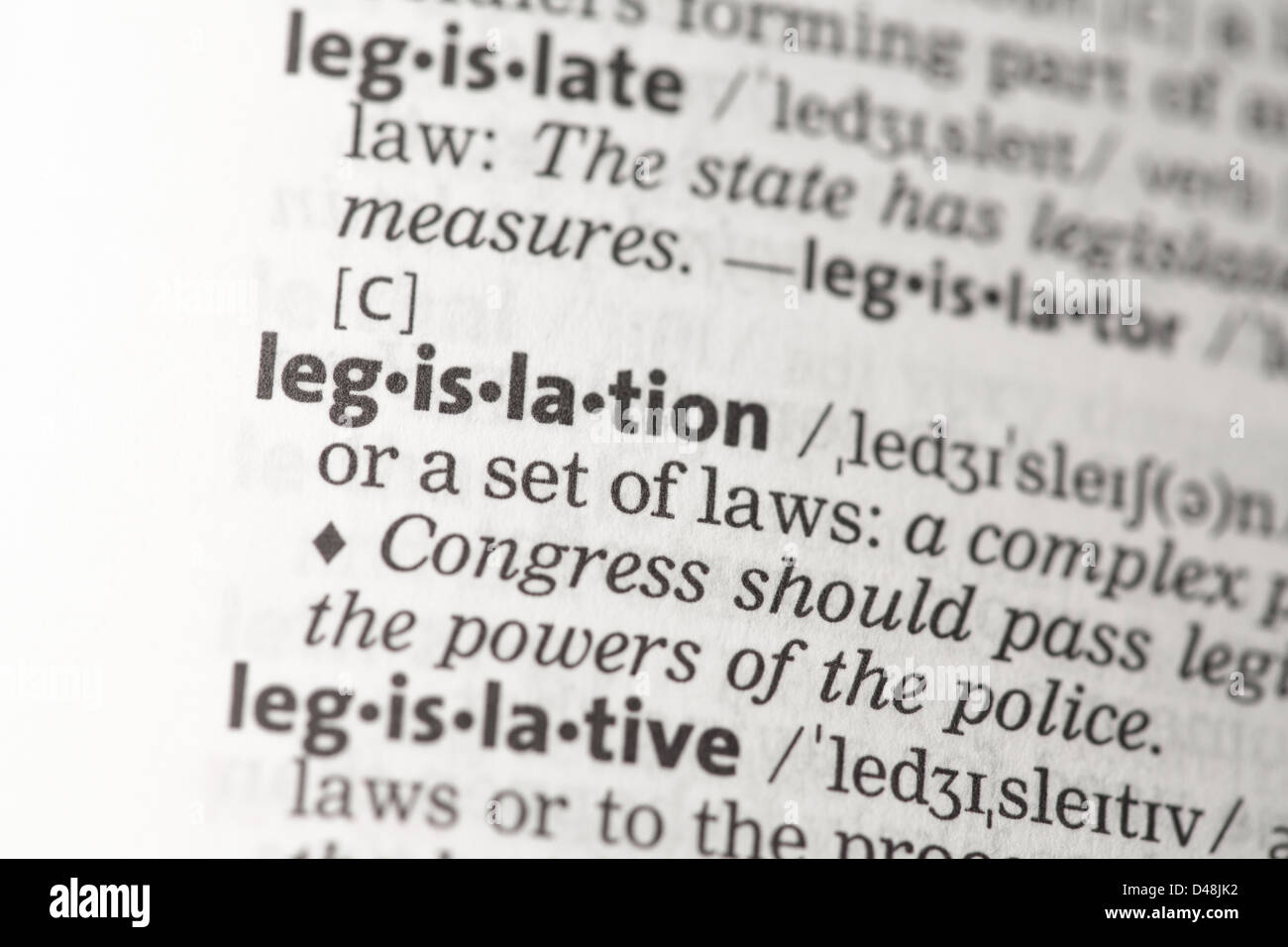 Legislation definition Stock Photo