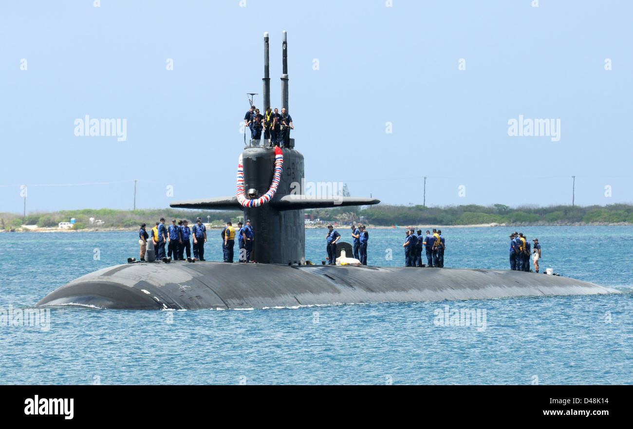 USS Oklahoma City arrives in Guam. Stock Photo