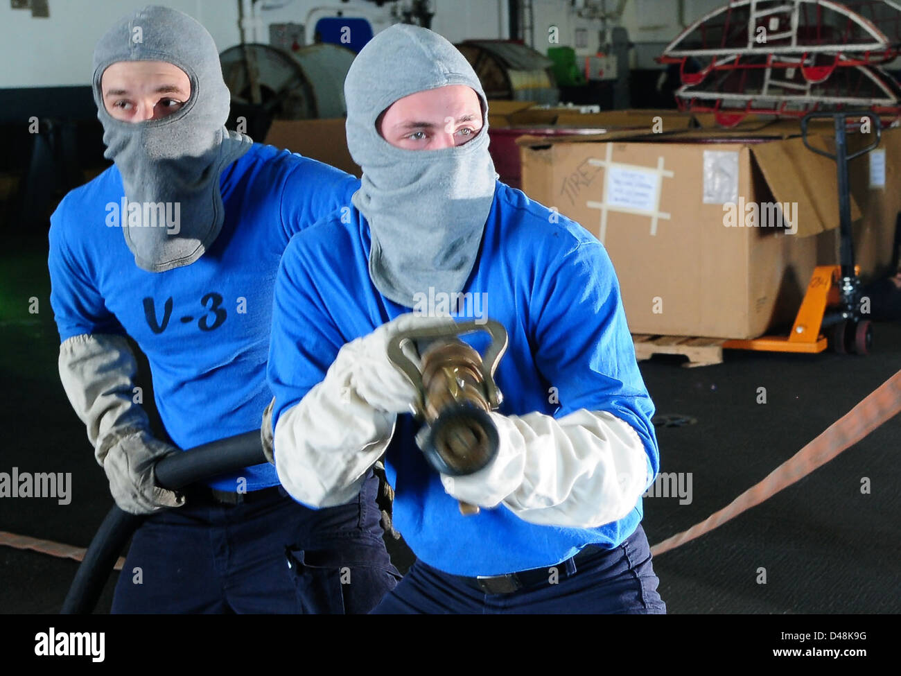 Sailors train for a mass casualty event. Stock Photo