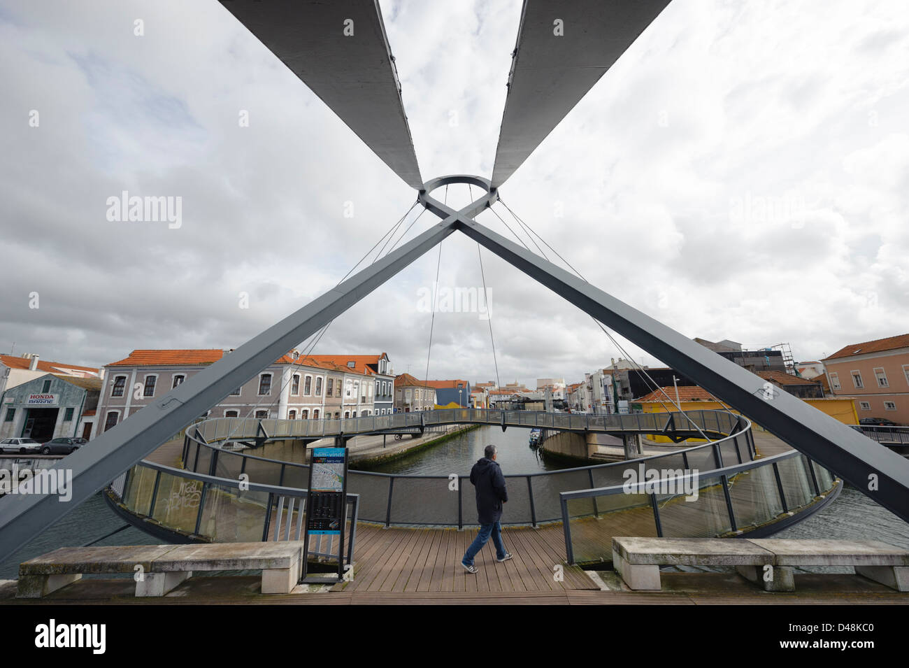Circular footbridge in Aveiro, Portugal, Europe Stock Photo