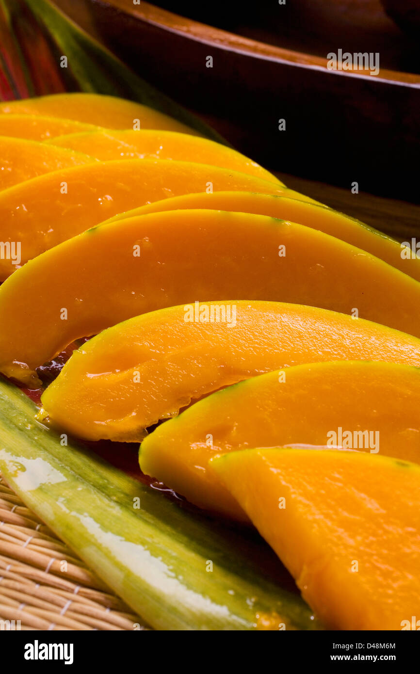 Studio Shot Of Papaya Cut In Slices. Stock Photo