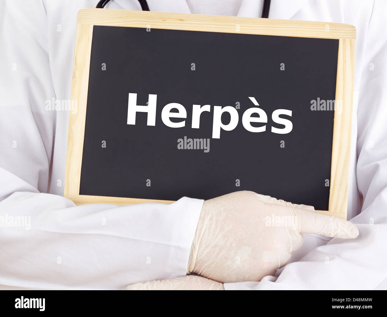 Blackboard Herpes simplex French language Stock Photo Alamy