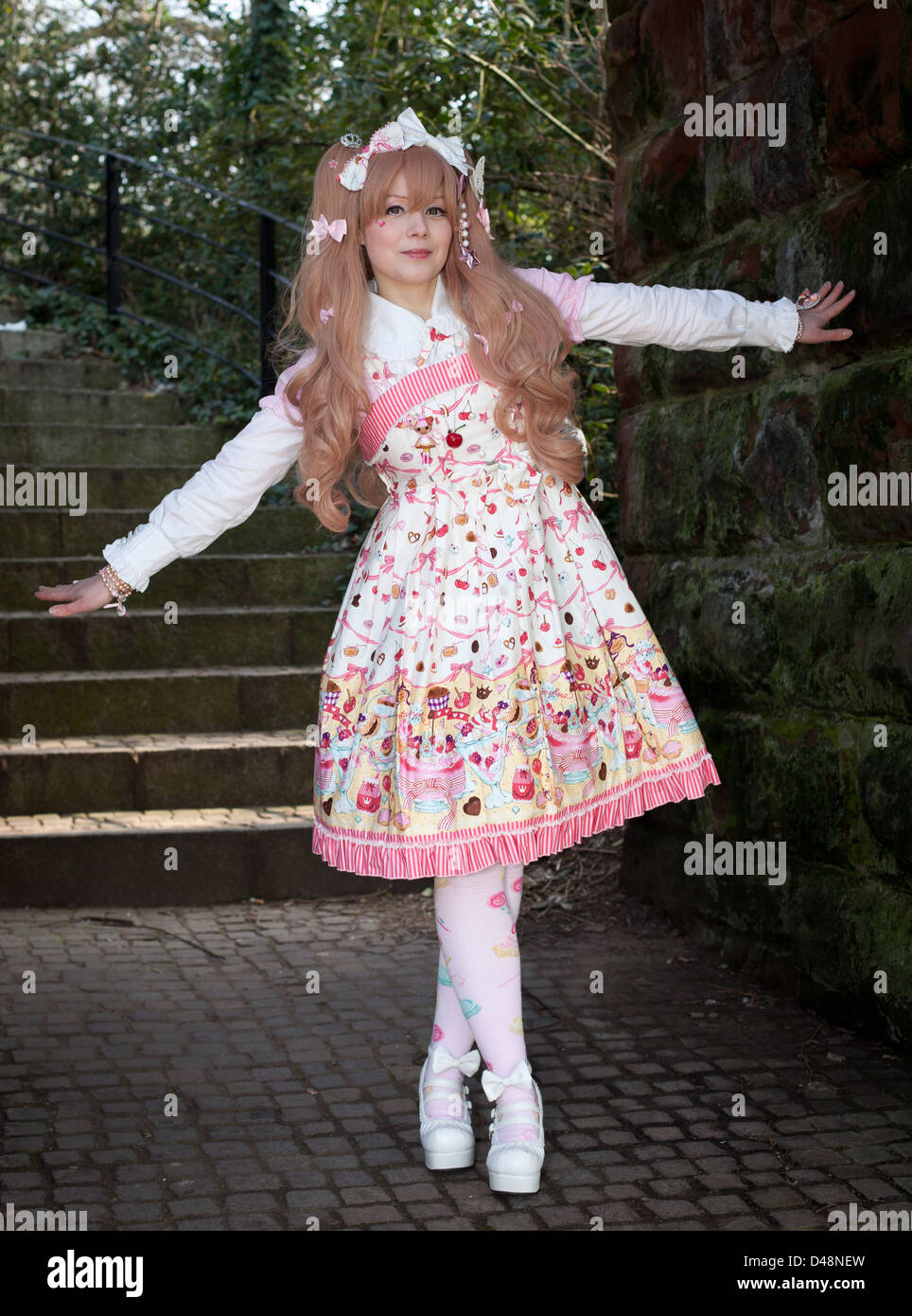 Female model in Cosplay Lolita Clothes outdoors Stock Photo - Alamy